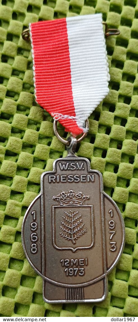 Medaille  - W.S.V. Riessen 1968 - 12-5-1973 ( Rijssen  OV  )  -  Original Foto  !!  Medallion  Dutch - Altri & Non Classificati