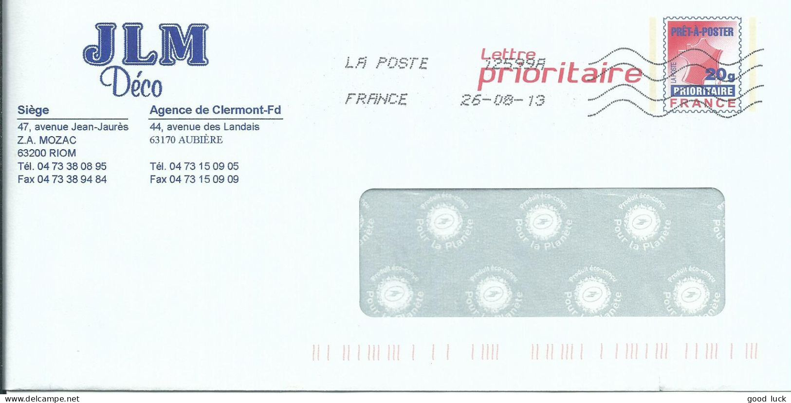 FRANCE ENTIER AUBIERE ( PUY DE DOME ) DE 2013  LETTRE COVER - Prêts-à-poster:private Overprinting