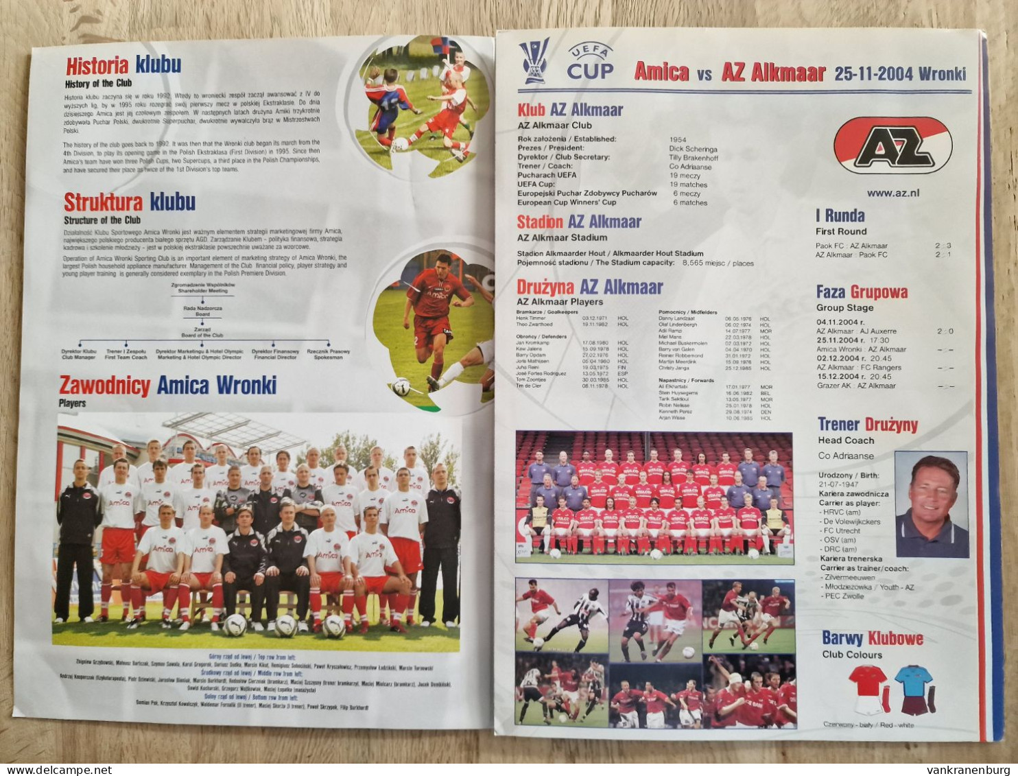 Programme Amica Wronki - AZ Alkmaar - 25.11.04 - UEFA Cup - Football Soccer Fussball Calcio Programm - Libros