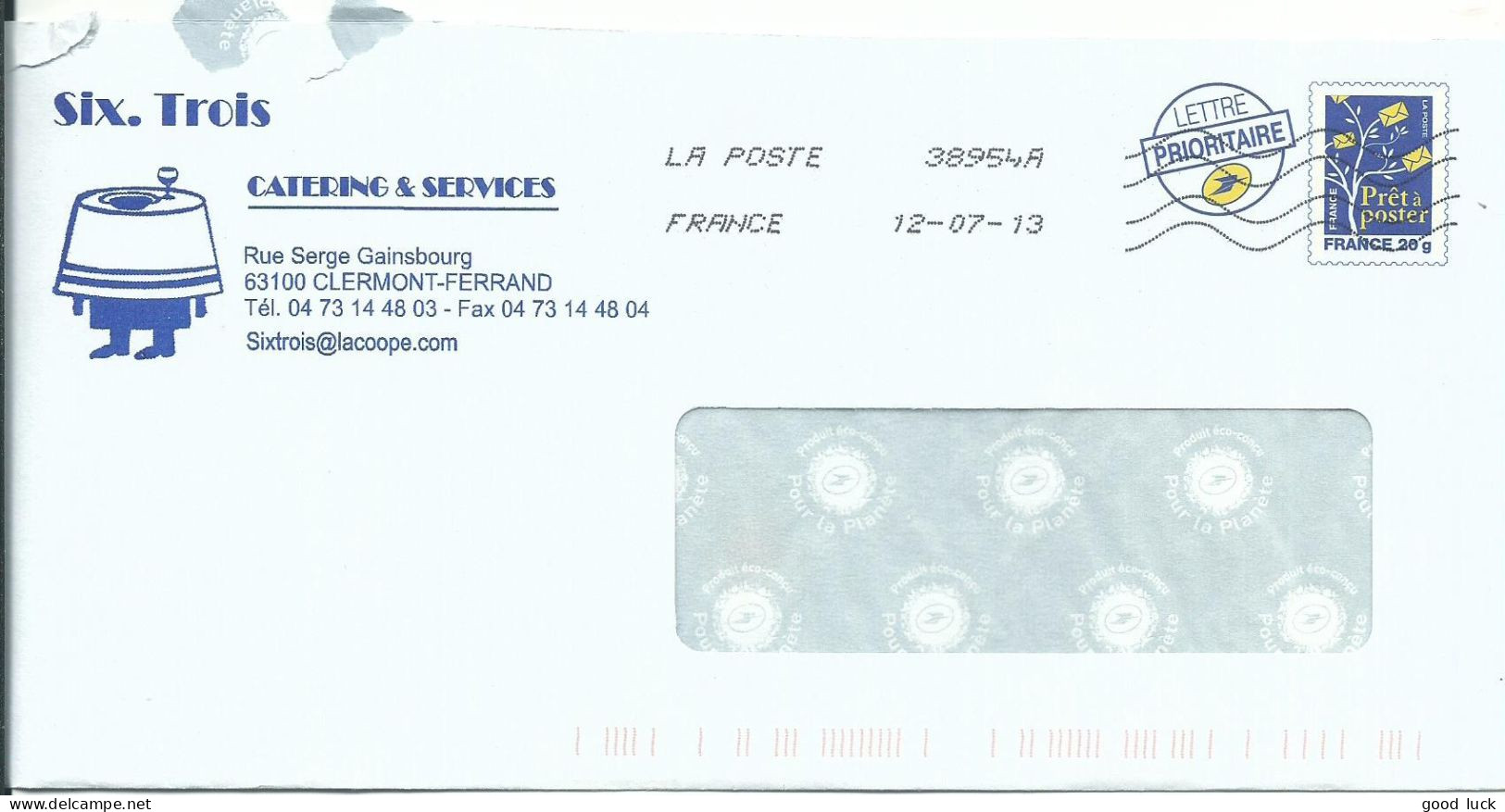 FRANCE ENTIER CLERMONT FERRAND ( PUY DE DOME ) DE 2013  LETTRE COVER - Prêts-à-poster:private Overprinting