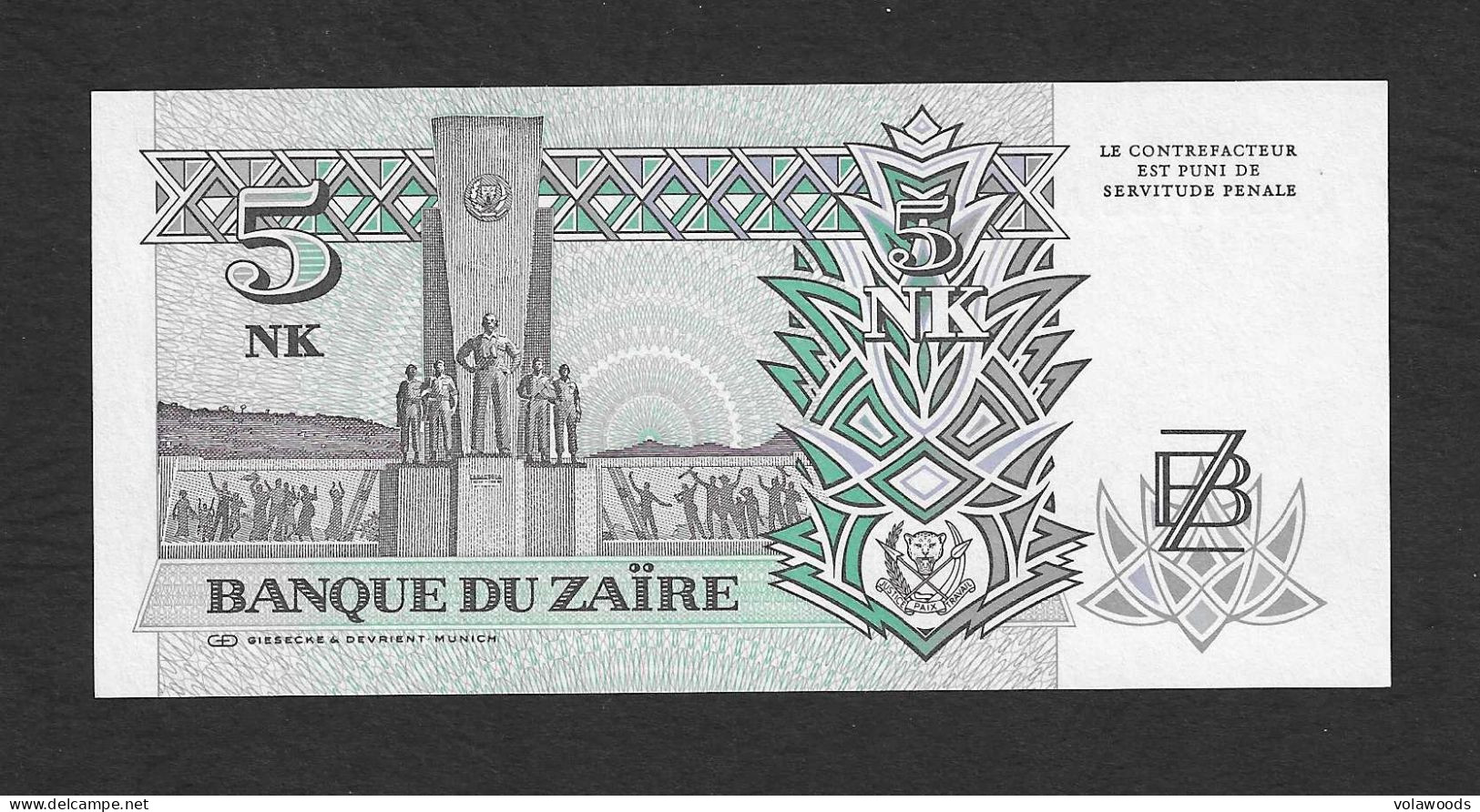 Zaire - Banconota Non Circolata FdS UNC Da 5 Makuta P-48a - 1993 #19 - Zaire