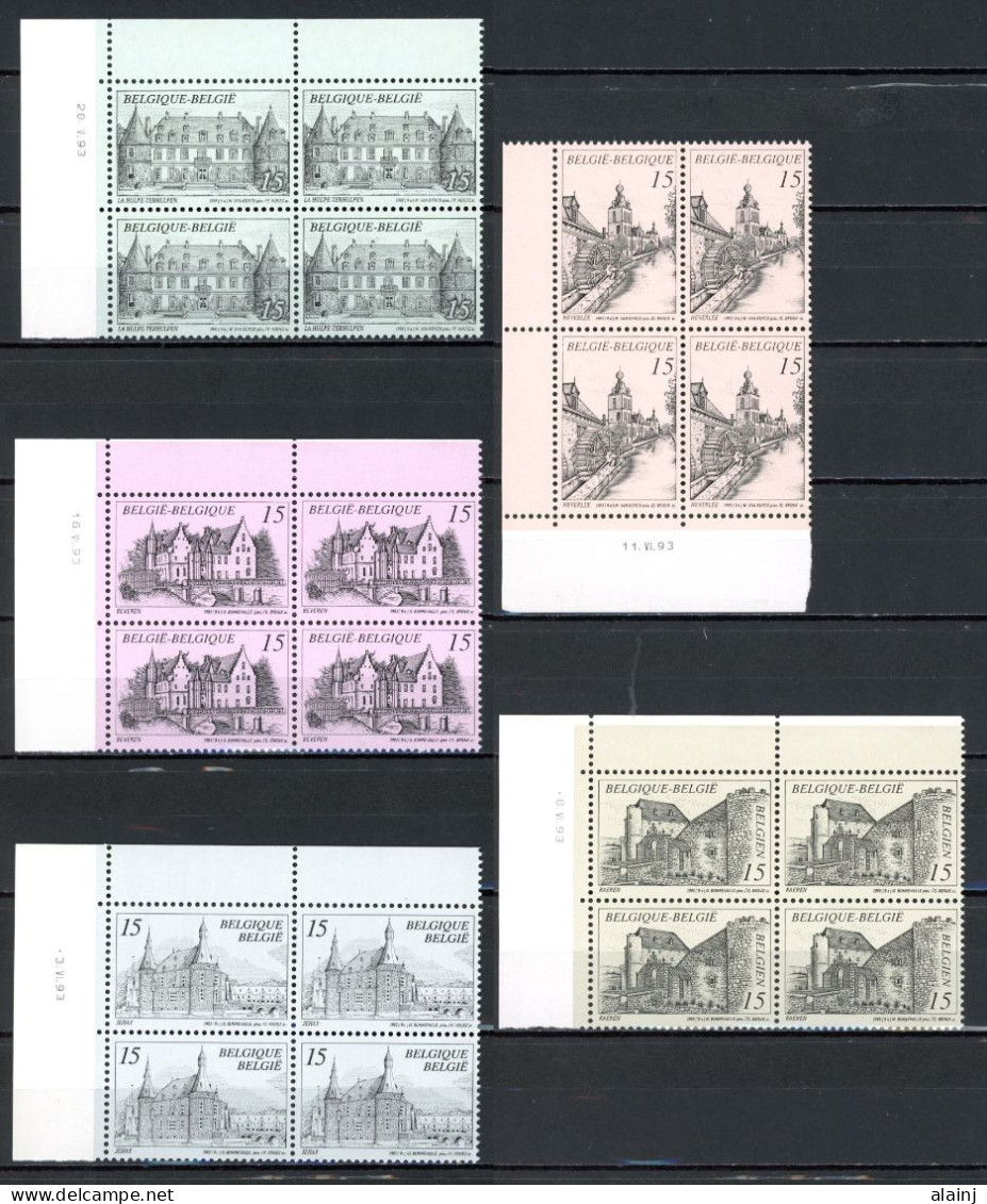 BE   2512 - 2516   XX   ---  Pour Le Tourisme : Châteaux  --  Bloc De 4  Coin De Feuille - Hoekdatums