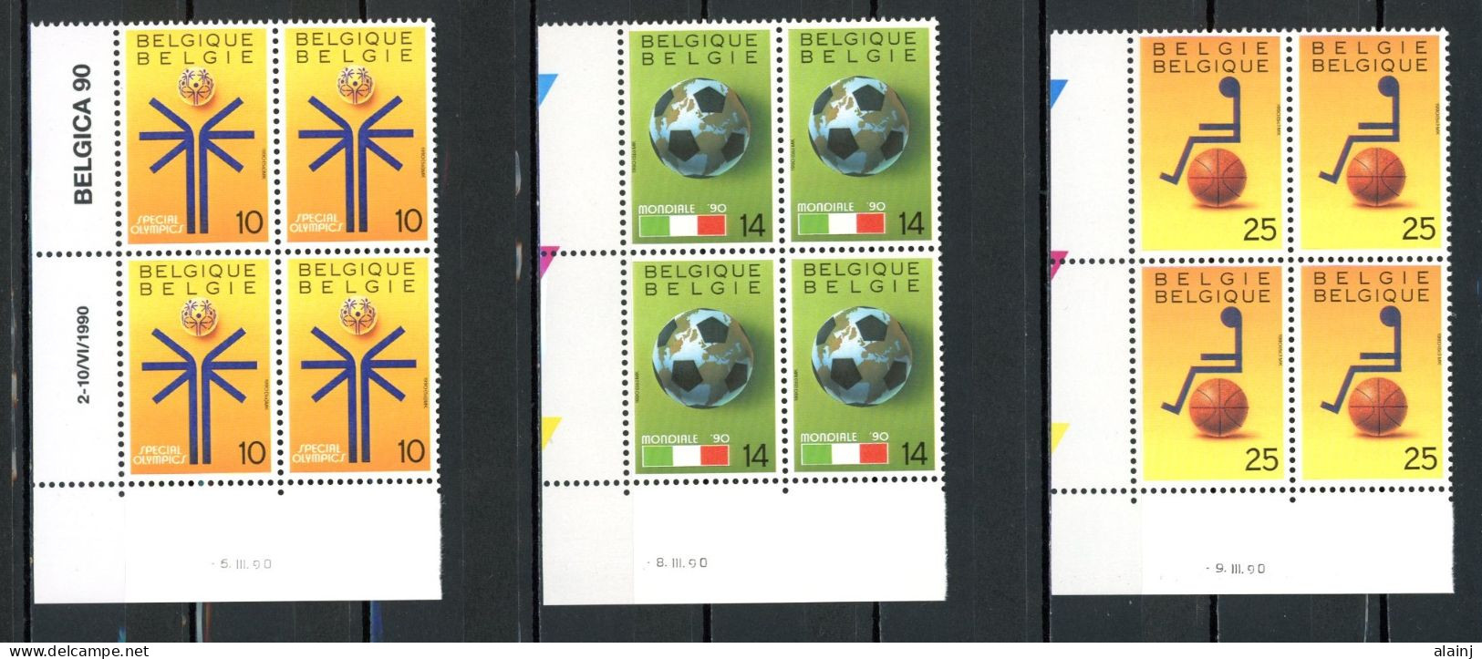 BE   2361 - 2363  XX   ---   Sports   --  Bloc De 4  Coin De Feuille - Hoekdatums