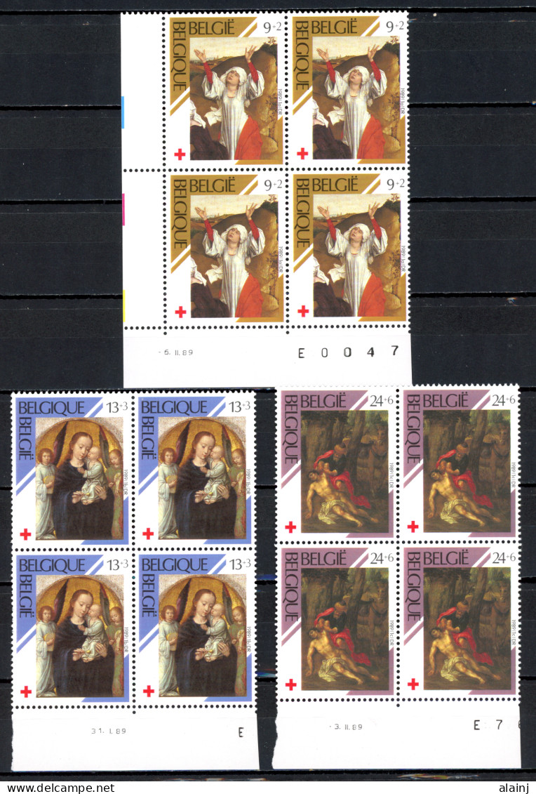 BE   2312 - 2314  XX   ---   Croix-Rouge : Tableaux   --  Bloc De 4   - Hoekdatums