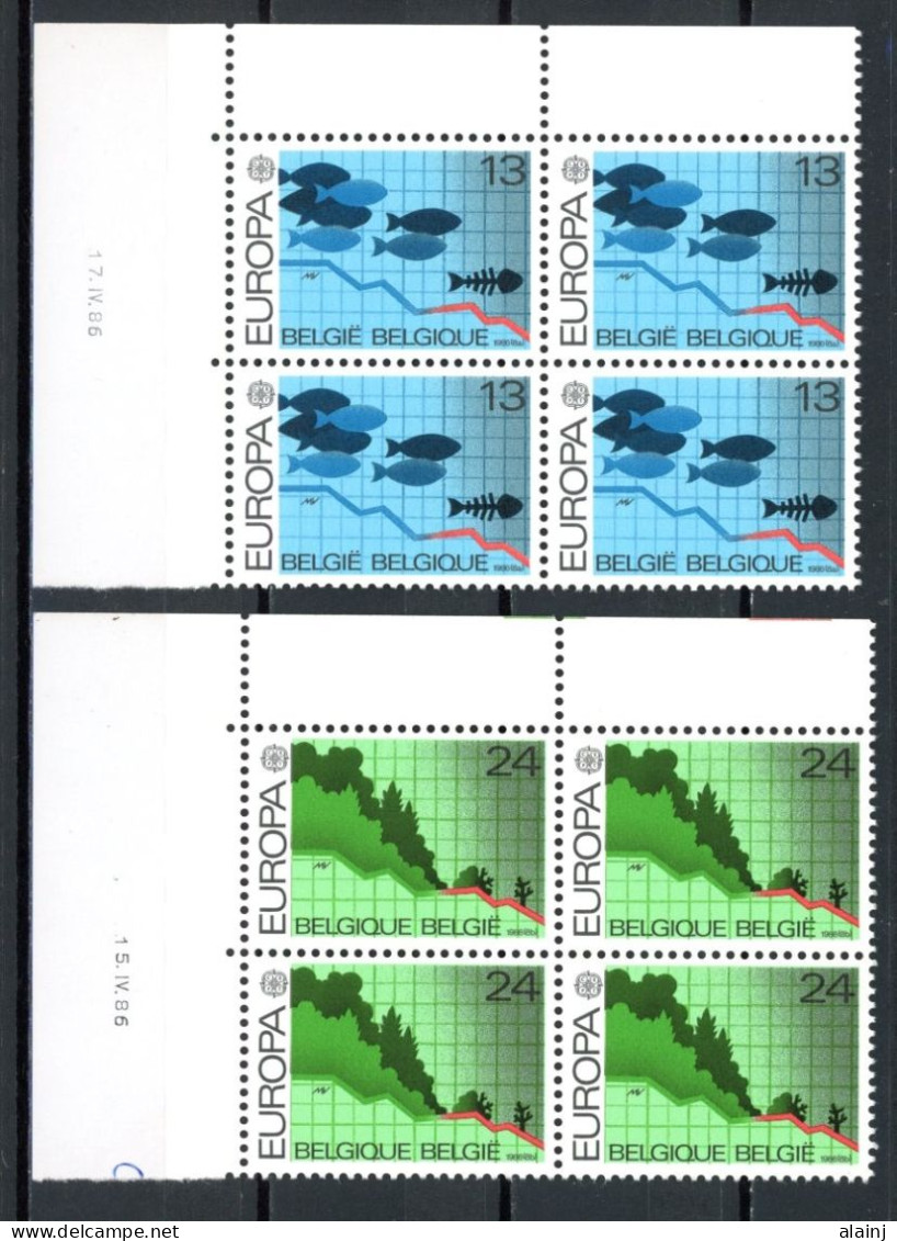 BE   2211 - 2212  XX   ---   Europa : Protection Nature Et Environnement  --  Bloc De 4  Coin De Feuille - Dated Corners