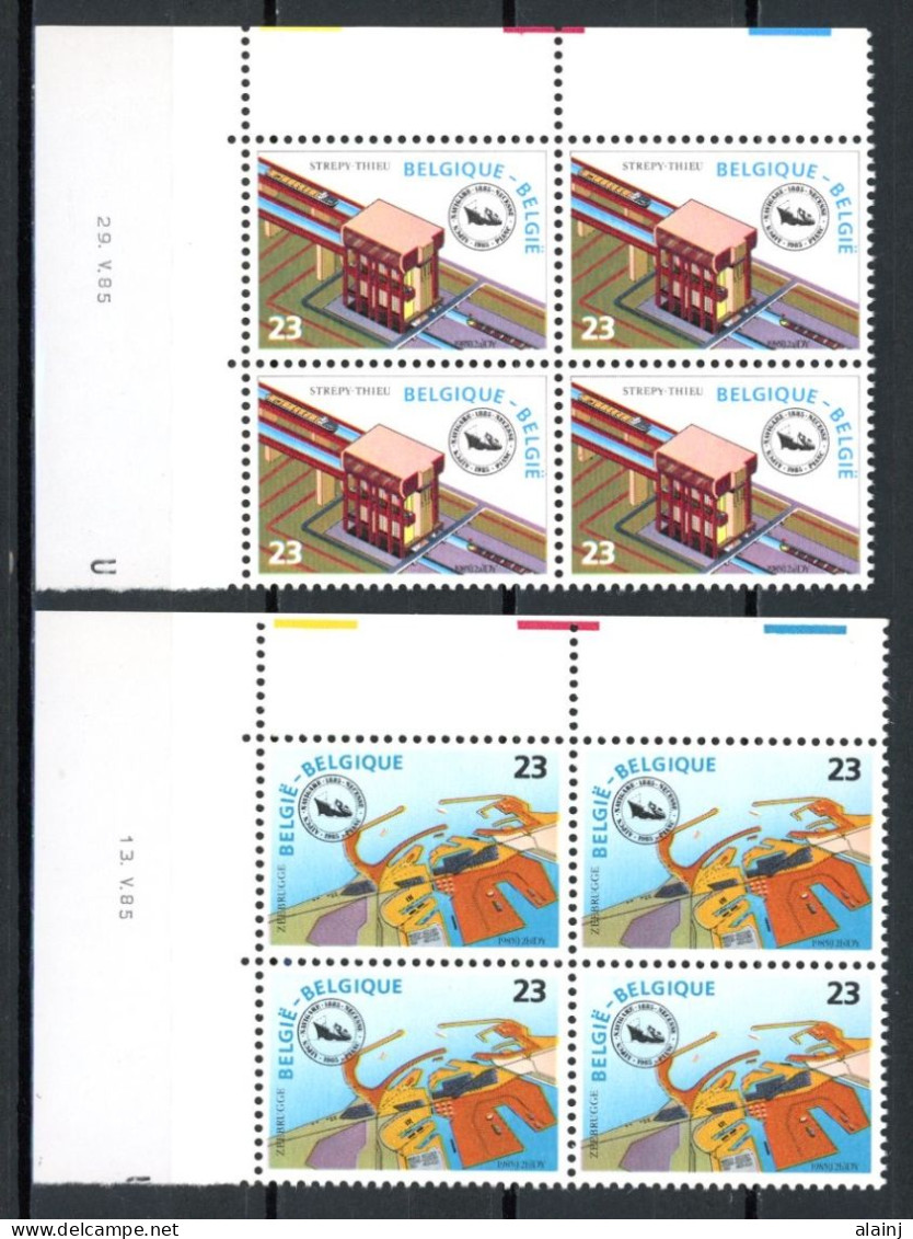 BE   2177 - 2178   XX   ---  Congrès De Navigation   --  Bloc De 4  Coin De Feuille  --  Parfait état - Datiert