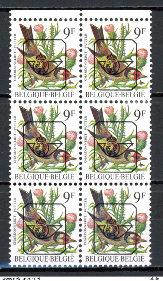 BE   832 P7a  XX   ---   Oiseaux Buzin : Chardonneret   --  Bloc De 6   - Typos 1986-96 (Oiseaux)