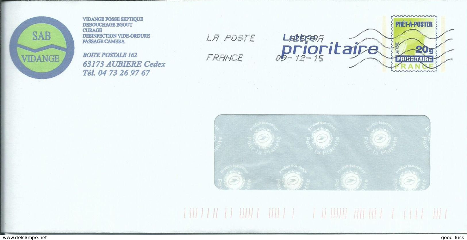 FRANCE ENTIER AUBIERE ( PUY DE DOME ) DE 2015  LETTRE COVER - PAP: Private Aufdrucke