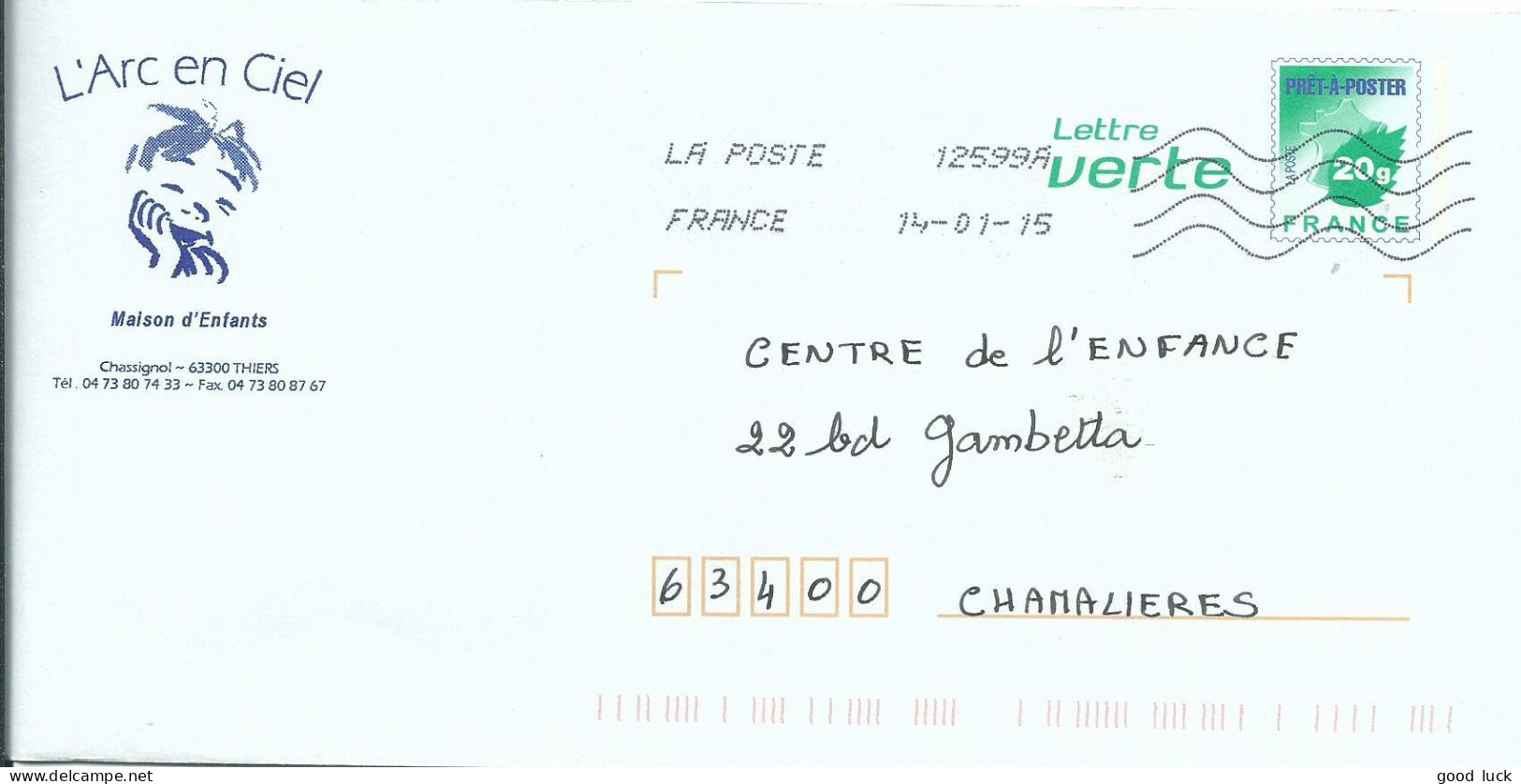 FRANCE ENTIER THIERS ( PUY DE DOME ) DE 2015 LETTRE COVER - Listos A Ser Enviados : Réplicas Privadas