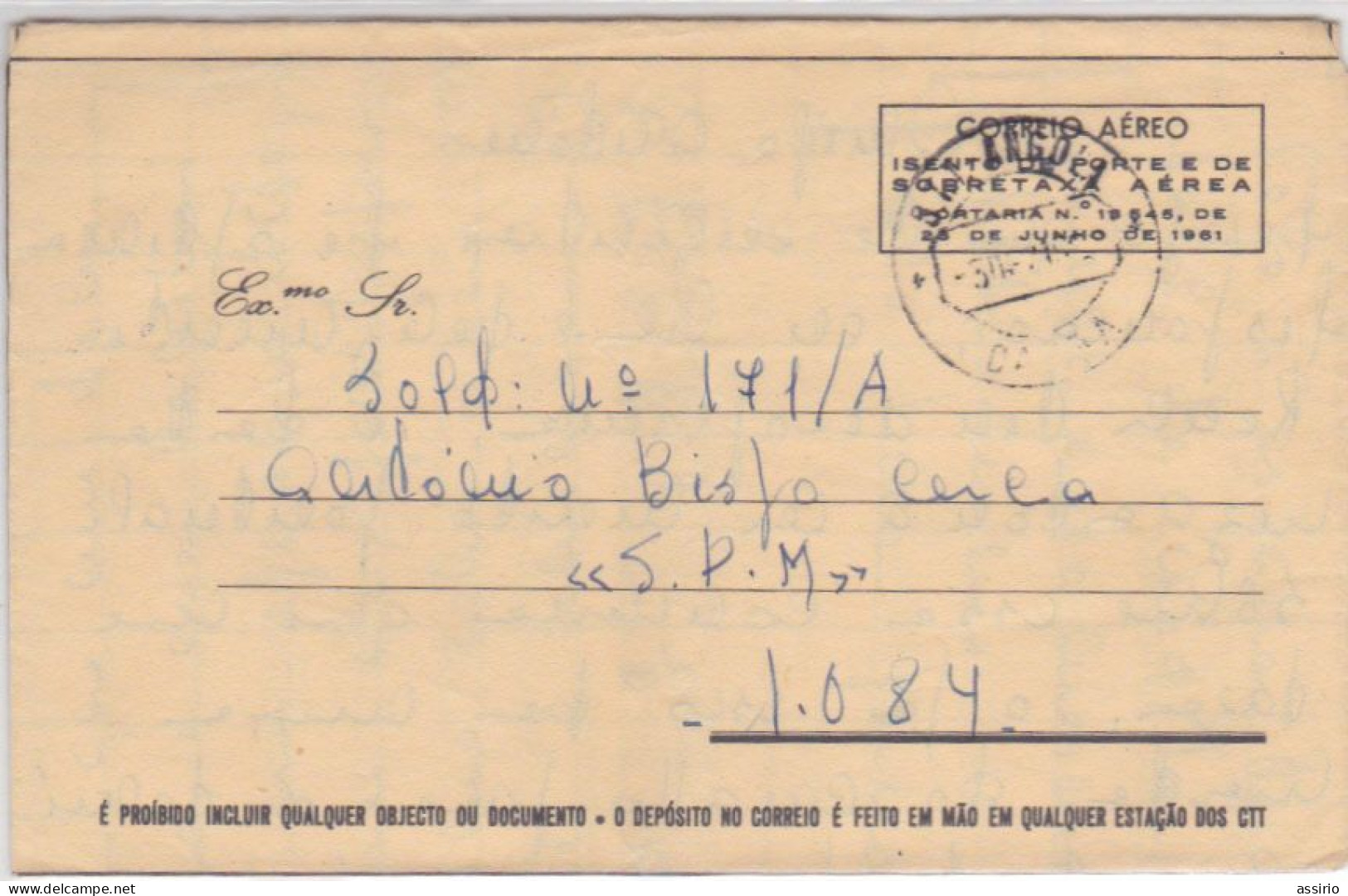 Portugal -Aerograma Com Carimbo  De Damba   E  Vila Cabral 1962 - Storia Postale