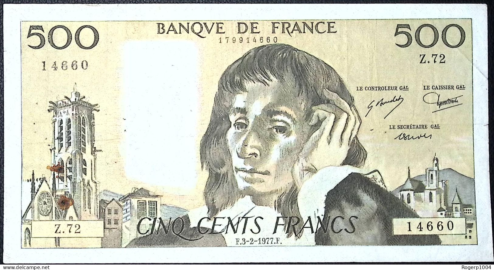 FRANCE * 500 Francs * Pascal * 03/02/1977 * Fay 71.16 * Etat/Grade TTB-/FF * - 500 F 1968-1993 ''Pascal''
