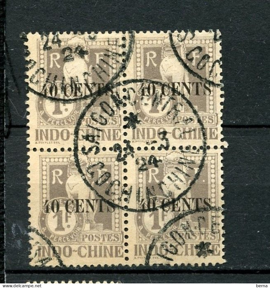 INDOCHINE TAXE 28 BLOC DE 4 OBL - Timbres-taxe