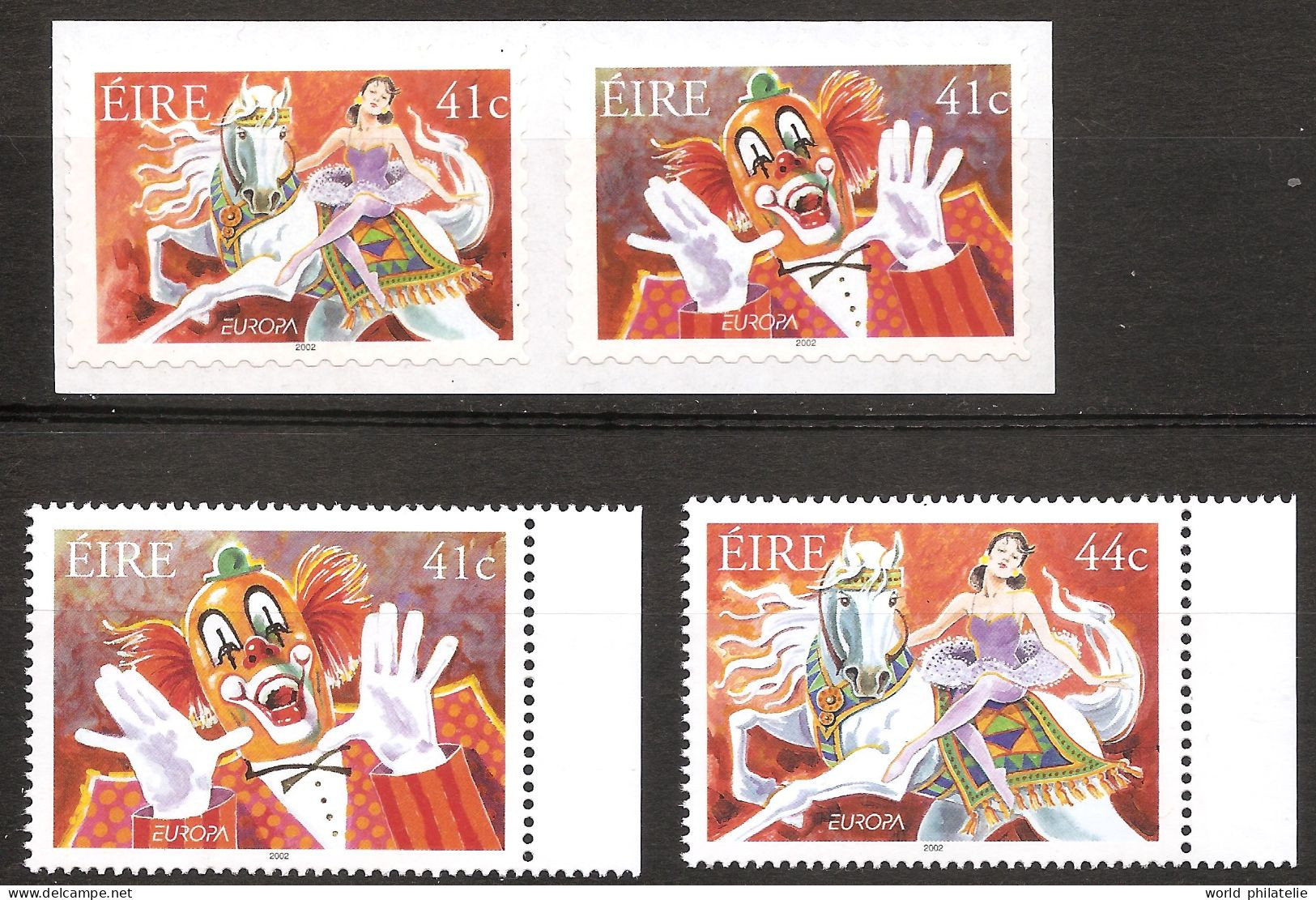 Irlande Eire 2002 N° 1639A / 41 ** Europa, Cirque, Clown, Nez Rouge, Humour, Cheval, Beauté, Tapis, Acrobate Déguisement - Unused Stamps