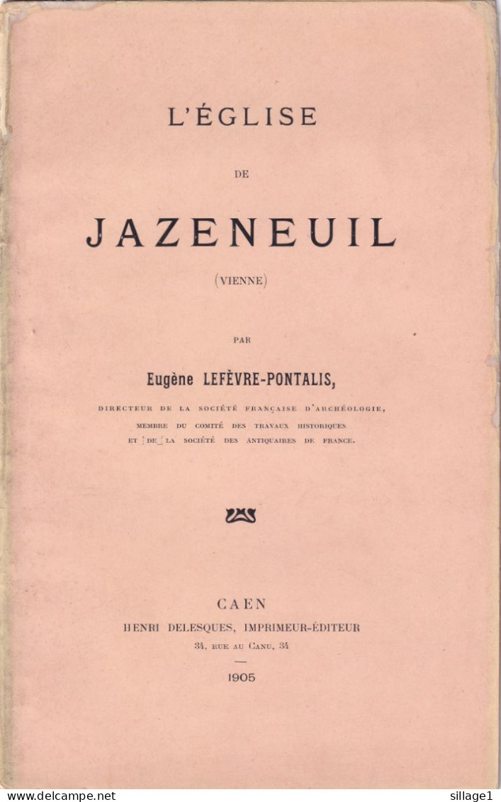 JAZENEUIL (Vienne 86) L'église De Jazeneuil Par Eugène LEFEVRE-PONTALIS Caen 1905 - Poitou-Charentes