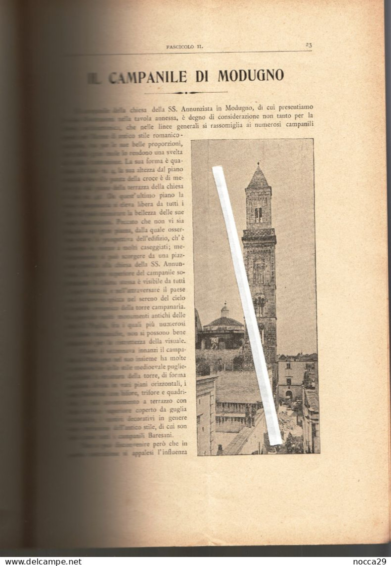 RIVISTA DEL 1910 - RASSEGNA TECNICA PUGLIESE - IL CAMPANILE DI MODUGNO (BARI) (STAMP333) - Textos Científicos