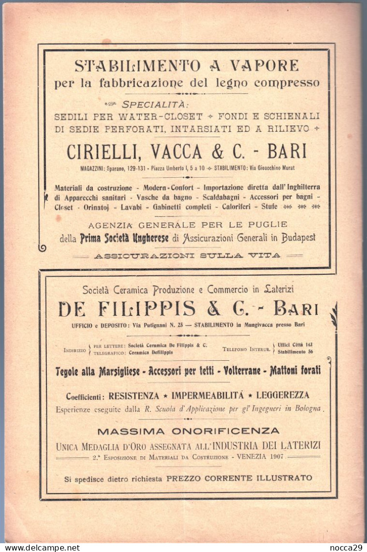 RIVISTA DEL 1910 - RASSEGNA TECNICA PUGLIESE - IL CAMPANILE DI MODUGNO (BARI) (STAMP333) - Scientific Texts