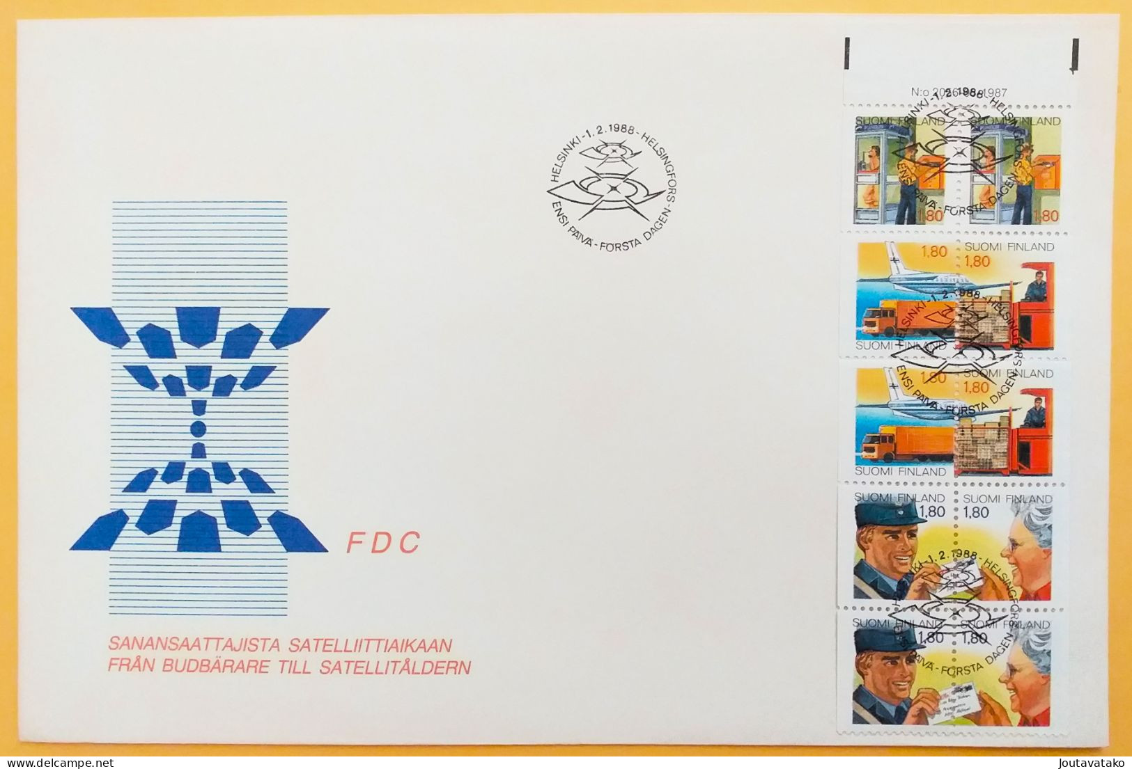 Finland FDC 1988 - Postal Service - Discount Stamp Booklet - MiNo Booklet 20 - FDC