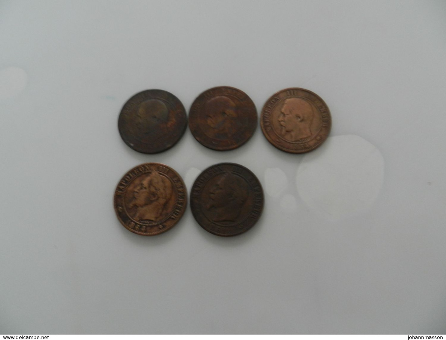 Lot  De  5  Monnaies  10 Centimes  Napoléon  3  -  3  Tete  Nue -  2 Tete  Laurée - Lots & Kiloware - Coins