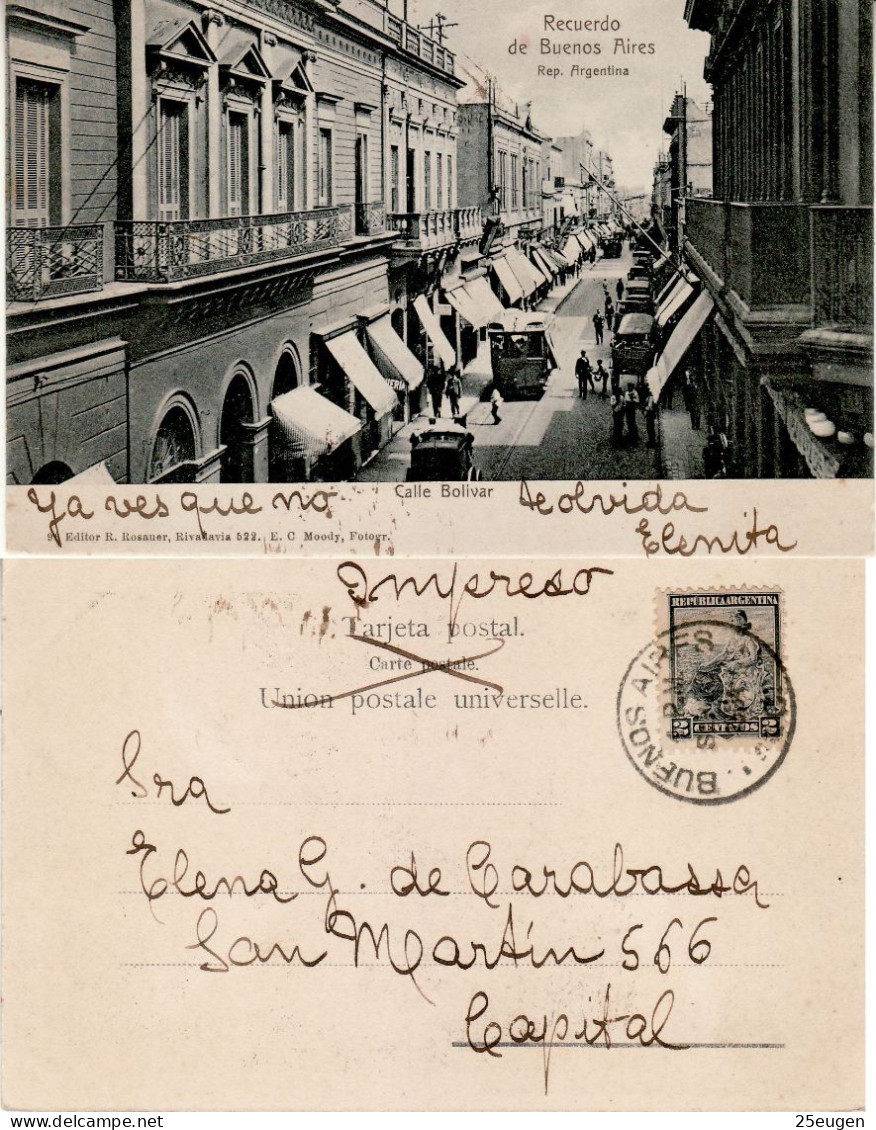 ARGENTINA 1904  POSTCARD SENT TO  BUENOS AIRES - Covers & Documents