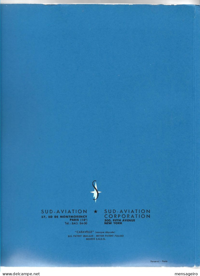 (LIV) CARAVELLE - SUD AVIATION - PLAQUETTE DE PRESENTATION - CIRCA 1960 - TEXTE EN ANGLAIS - Publicités