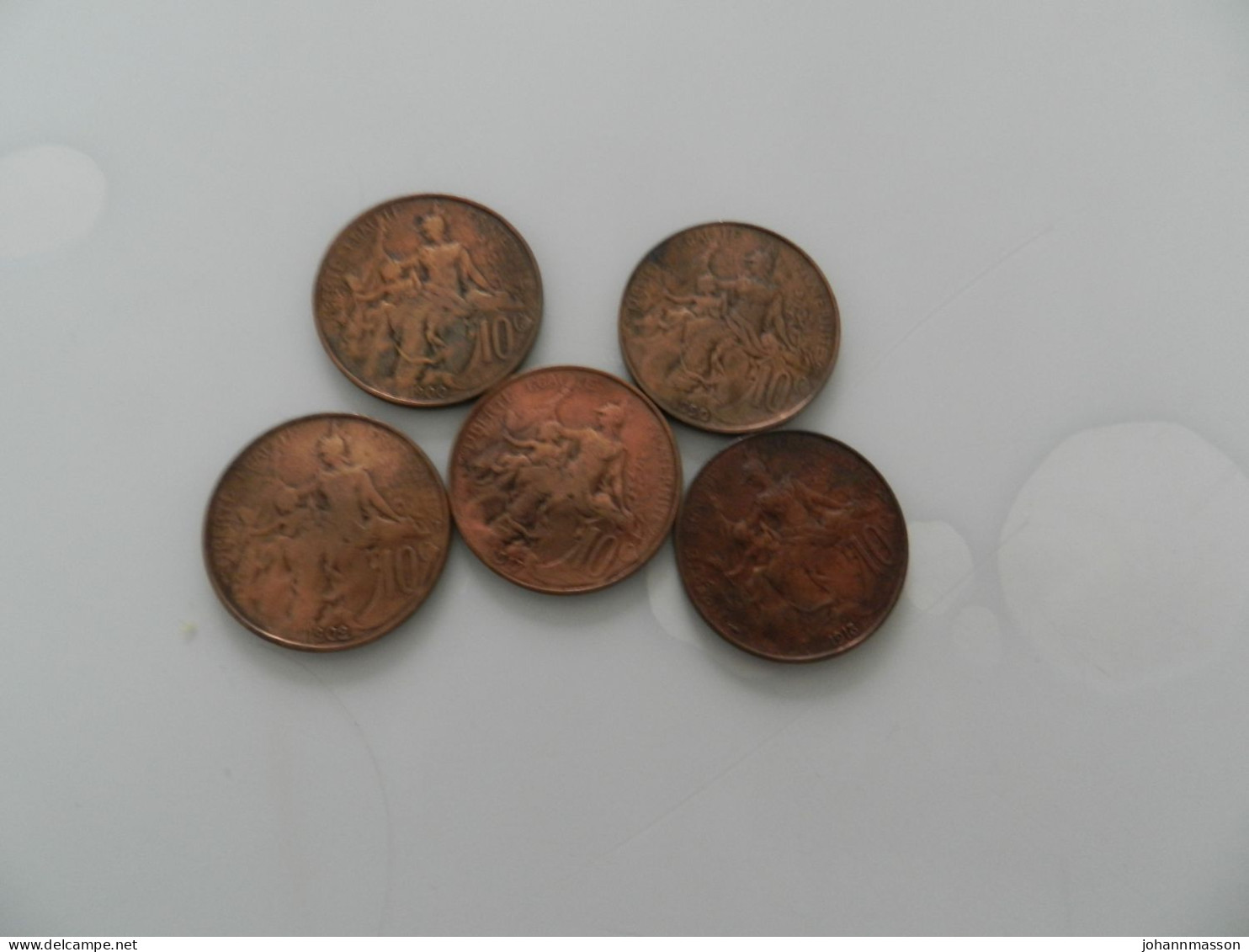 Lot  De  5  Monnaies  10 Centimes  Dupuis 1900 - 1902 - 1913 - 1920 - 1917 - Kilowaar - Munten