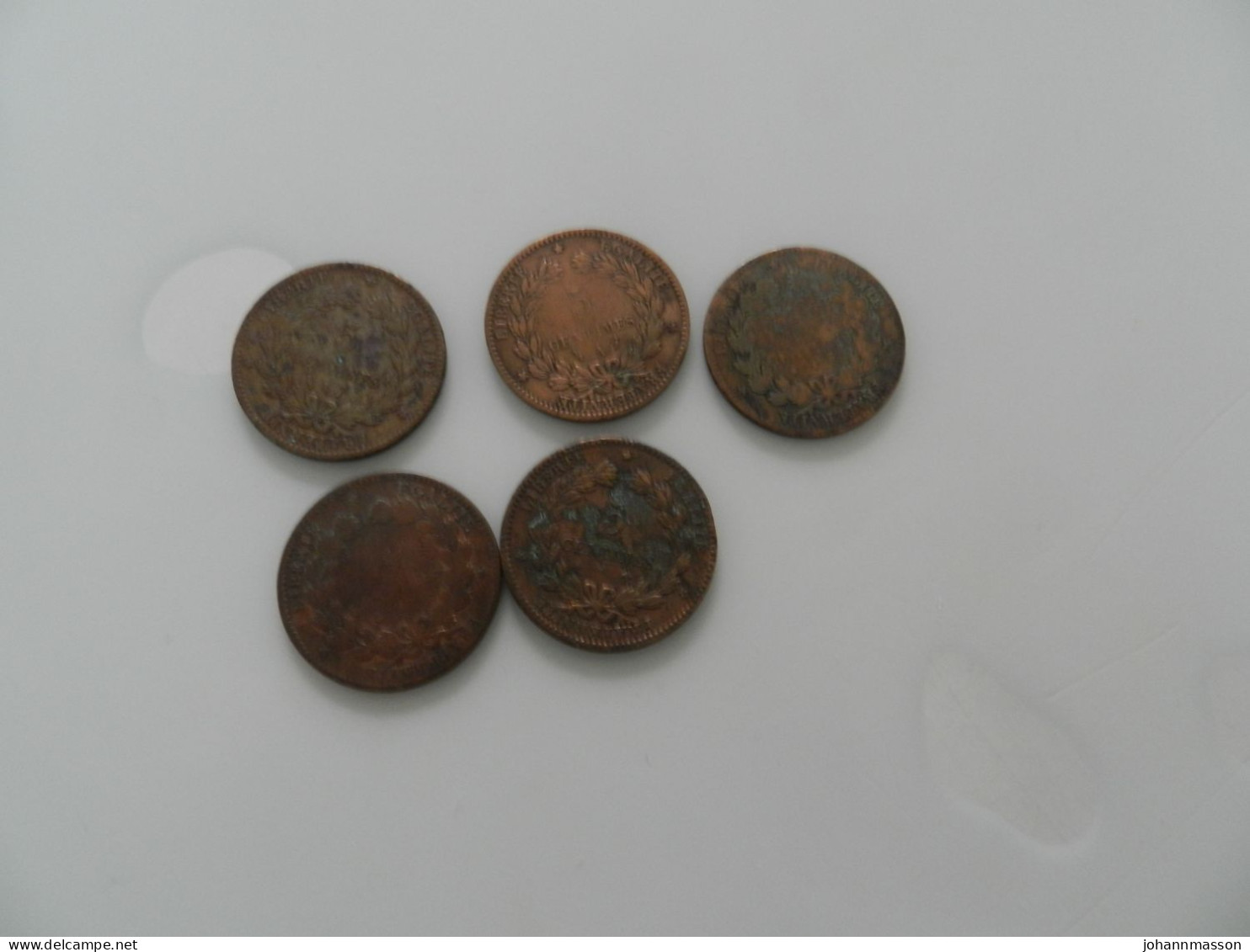 Lot  De  5  Monnaies  5 Centimes  Cérès - Vrac - Monnaies