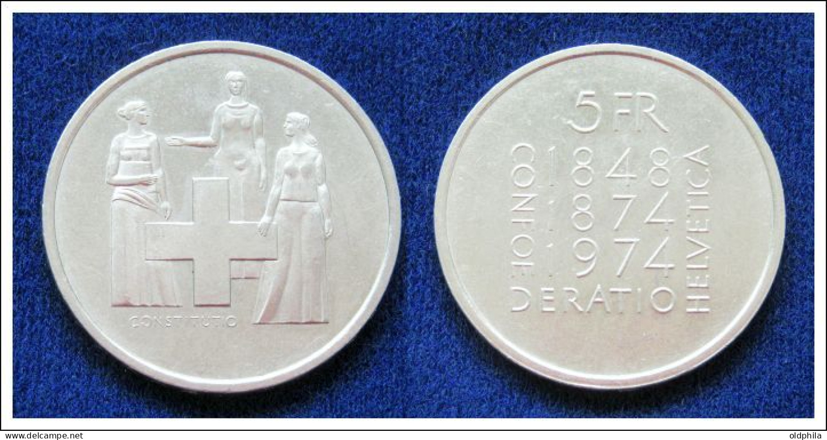 1974 - Schweiz; 5-Fr. Gedenkmünze «Verfassung»;  Vorzüglich / Stempelglanz - Commemorative