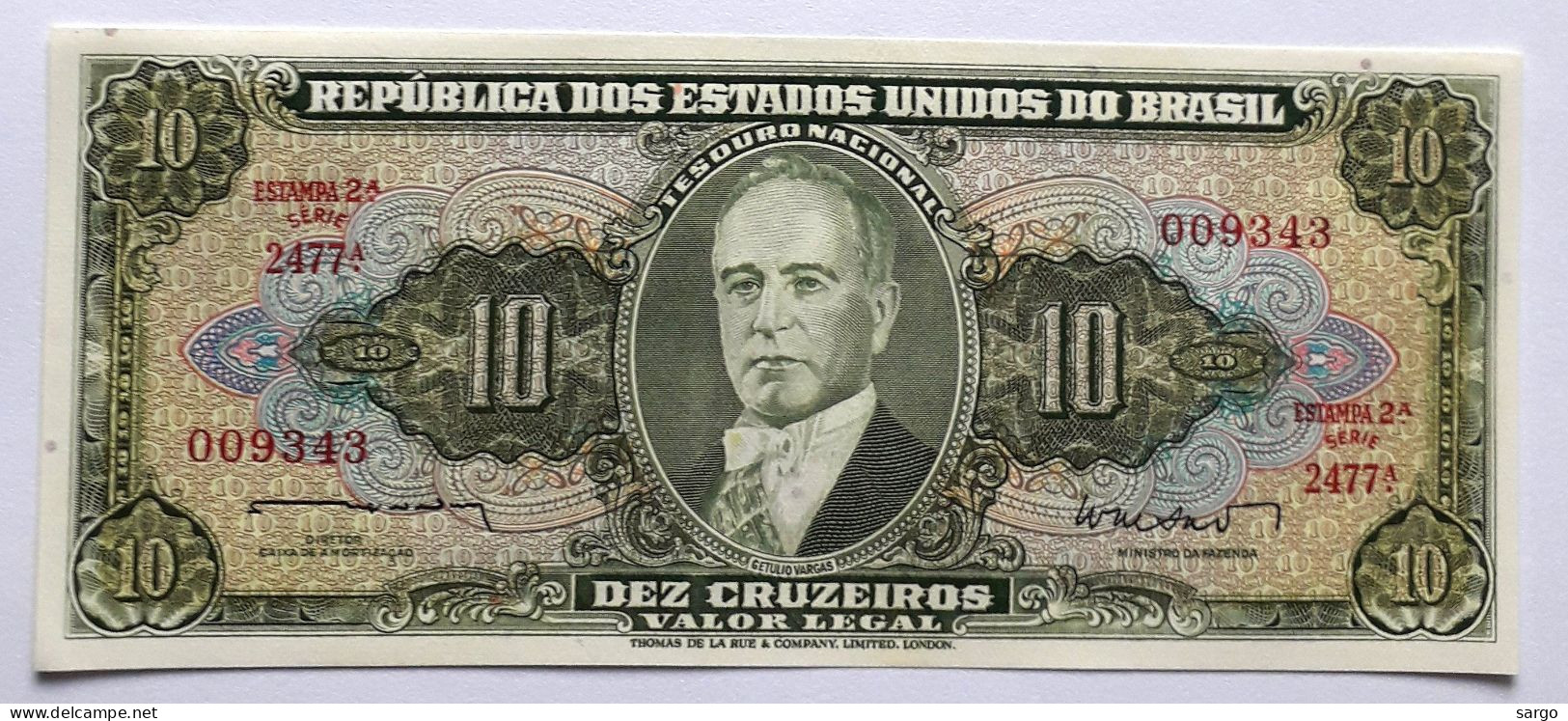 BRAZIL - 10 CRUZEIROS - P  177 A  (1962) - UNC - BANKNOTES - PAPER MONEY - CARTAMONETA - - Brasile