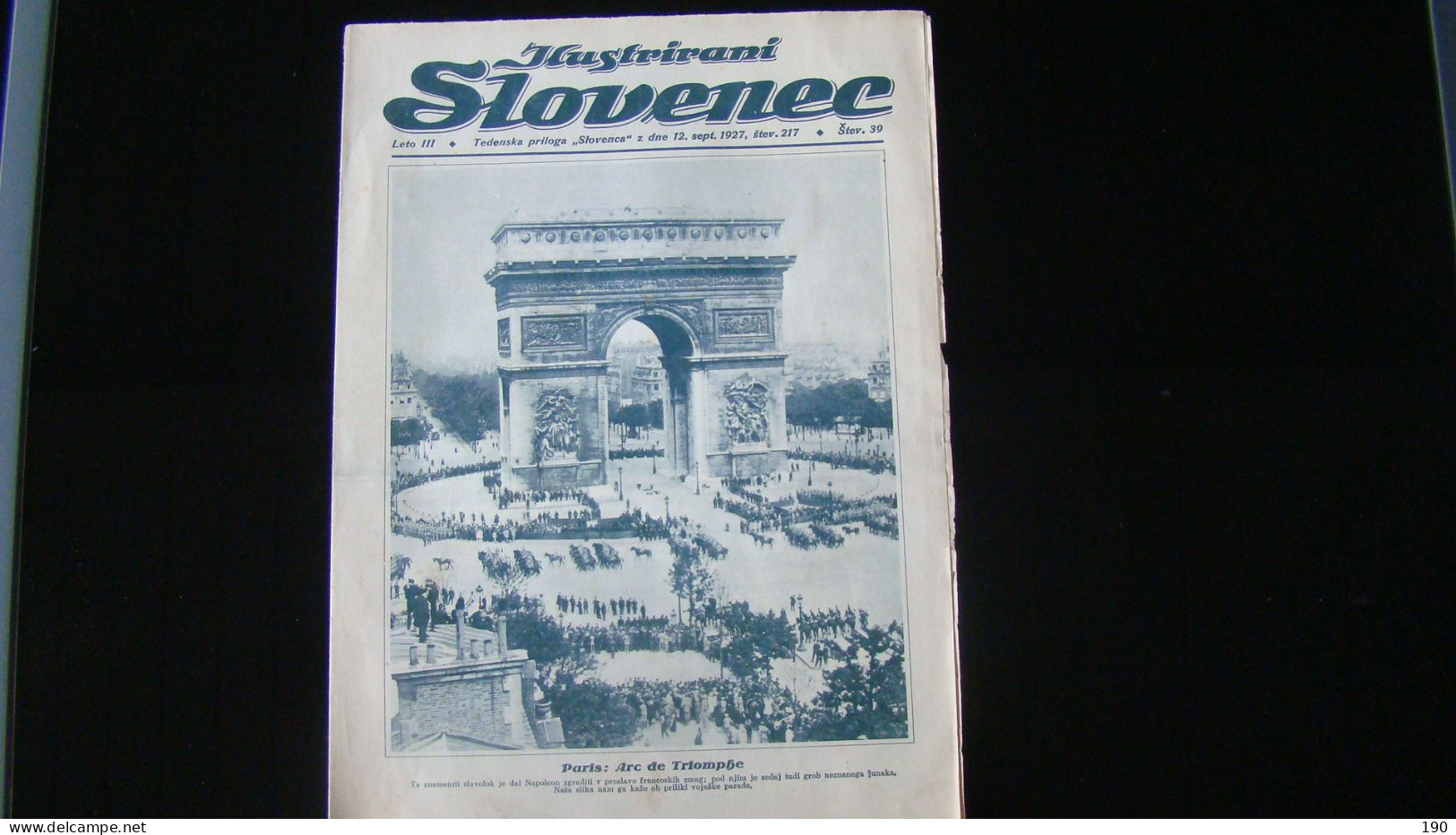 Newspaper Priloga Ilustrirani Slovenec, Paris:Arc De Triomphe - Lingue Slave