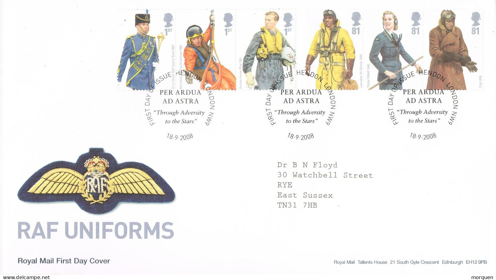 53987. Carta LONDON (England) 2008. RAF Uniforms, Royal Mail - Covers & Documents