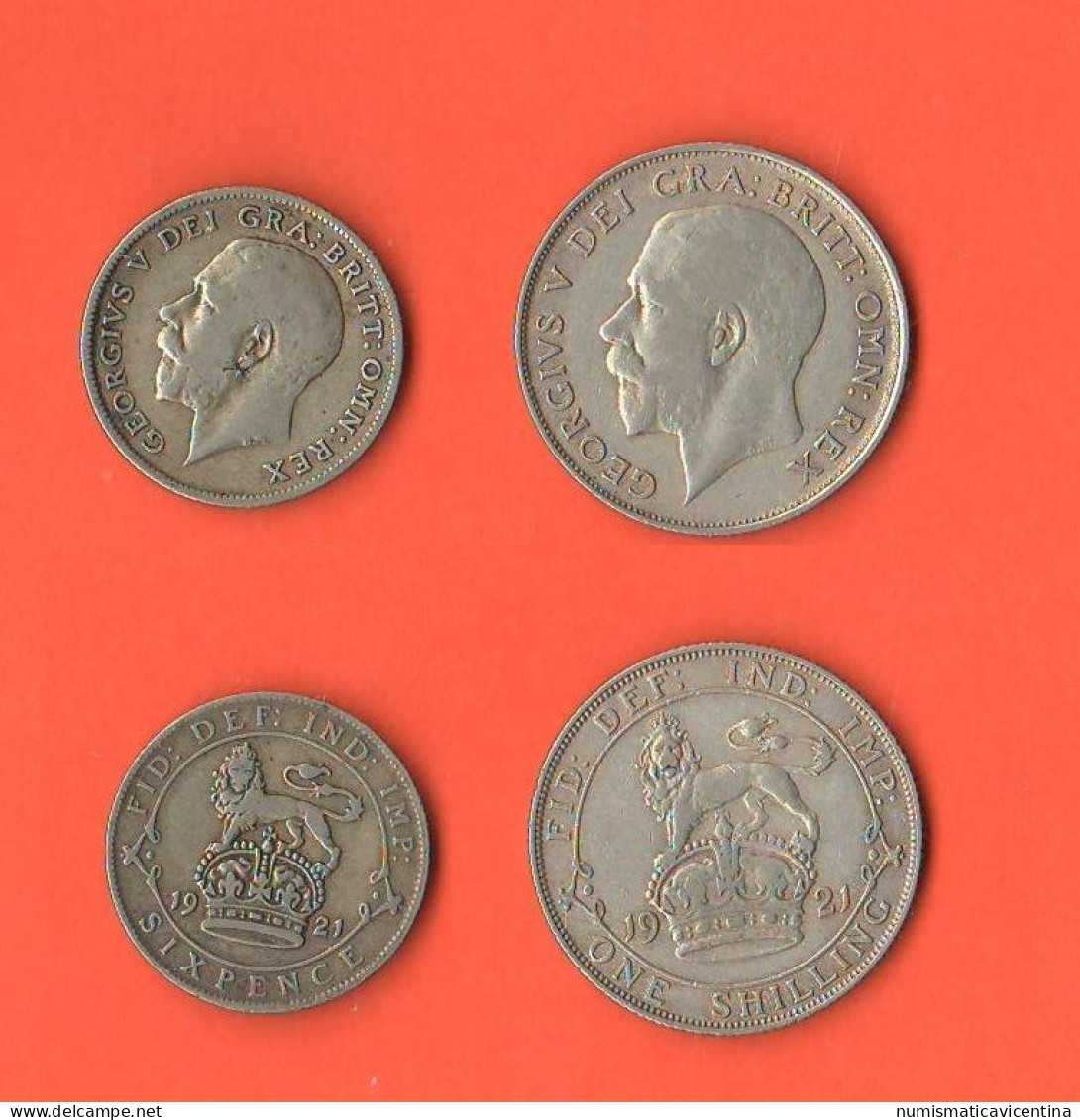 Great Britain 6 Pence + 1 Shilling 1921 Inghilterra England Angleterre Silver Coin - I. 1 Shilling