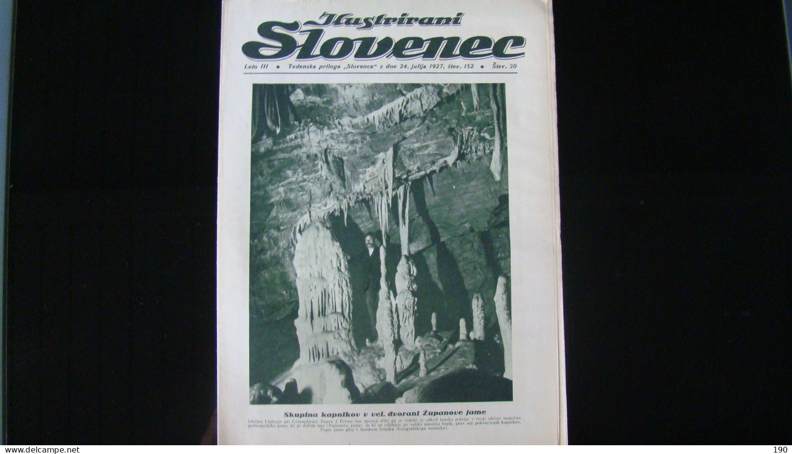 Newspaper Priloga Ilustrirani Slovenec, Skupina Kapnikov V Vel.dvorani Zupanove Jame.Cave/grotte - Lingue Slave