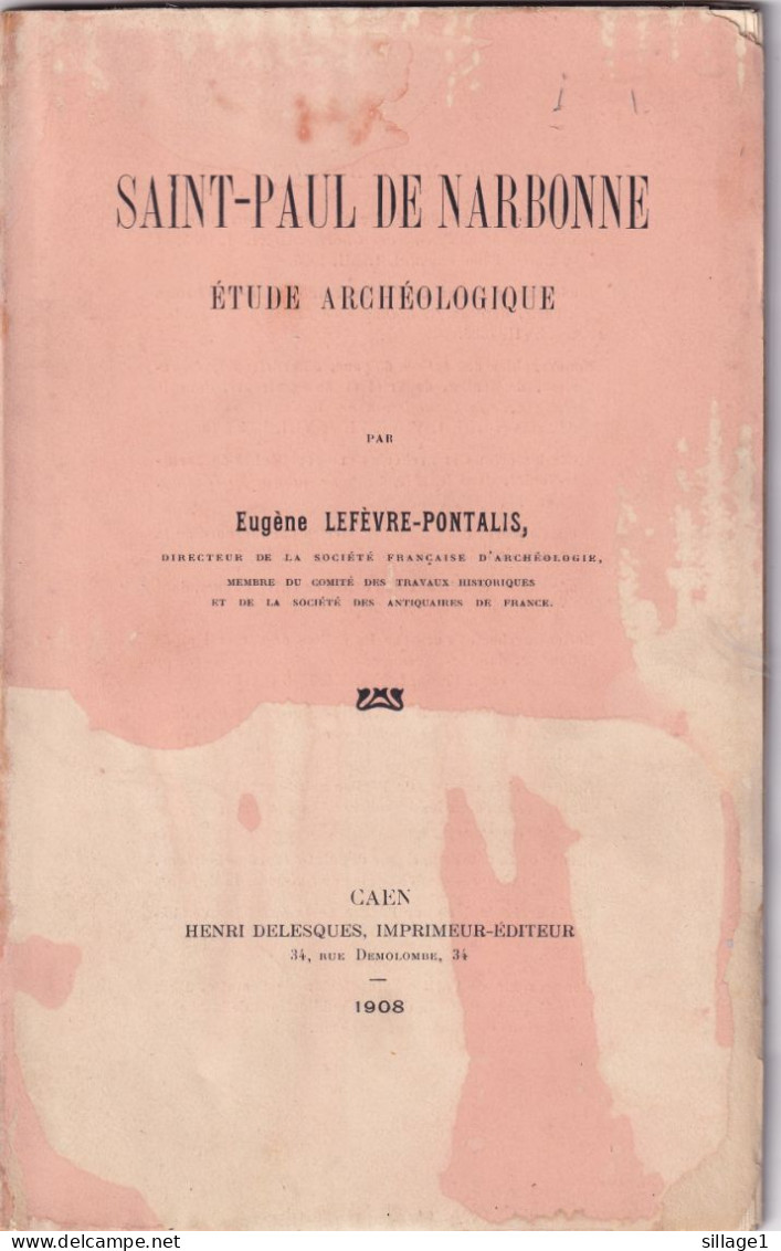 NARBONNE (AUDE 11) SAINT-PAUL De NARBONNE SAINT-PAUL-SERGE Par Eugène LEFEVRE-PONTALIS Caen 1908 - Languedoc-Roussillon