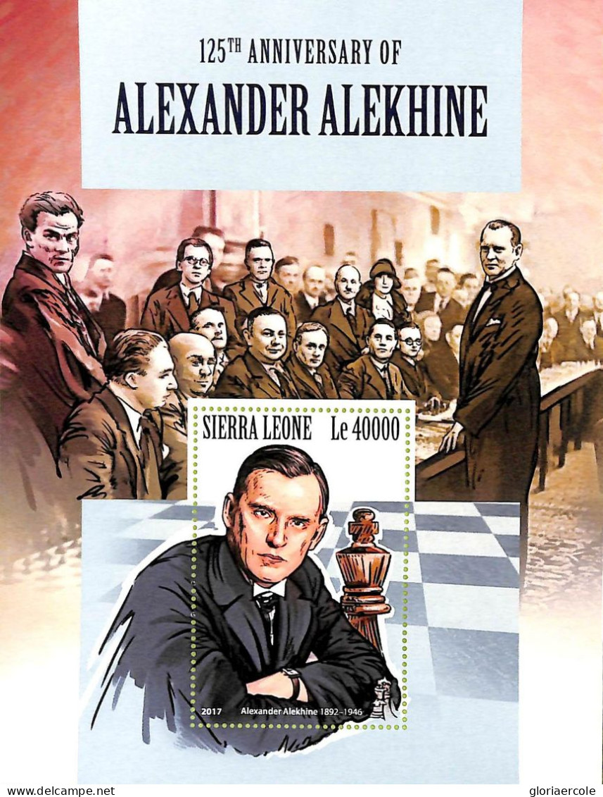 A9372 - SIERRA LEONE -  ERROR MISPERF Stamp Sheet -2017 Chess Alexander Alekhine - Echecs