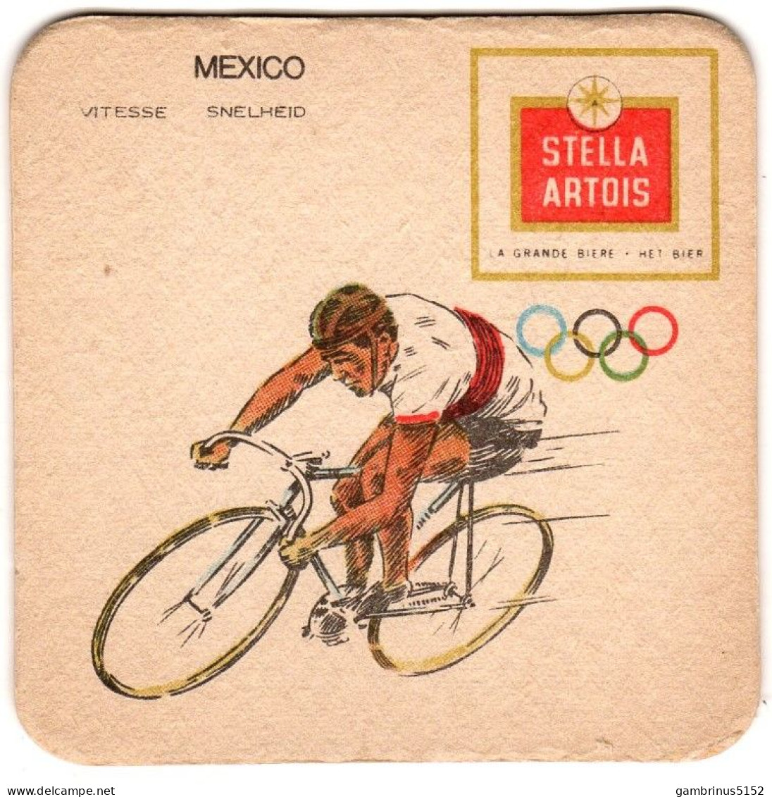 Sous-bock Brasserie STELLA ARTOIS JEUX OLYMPIQUES MEXICO 1968 - Andere & Zonder Classificatie