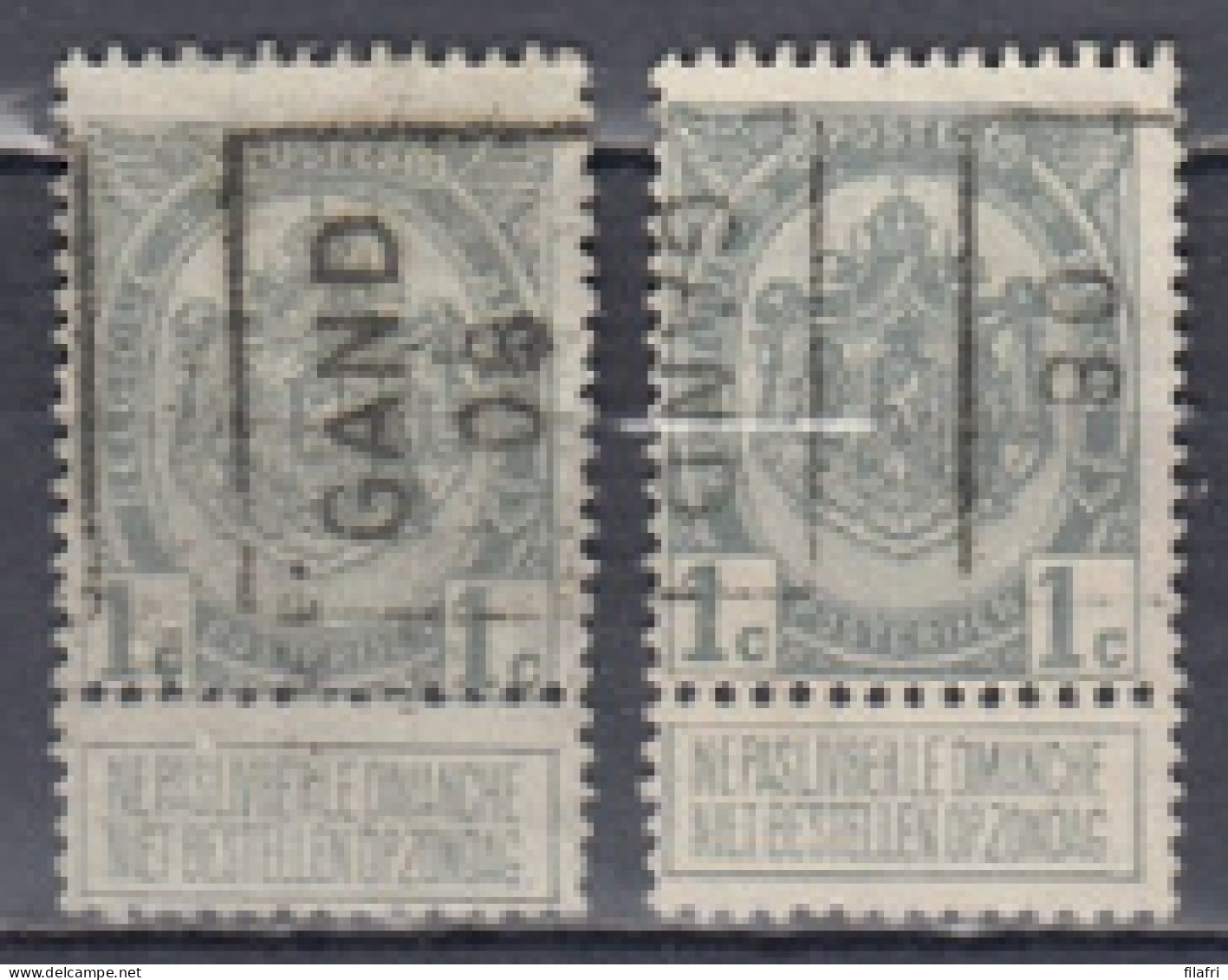 1188 Voorafstempeling Op Nr 81A - GAND 08 - Positie A & B - Rollini 1900-09