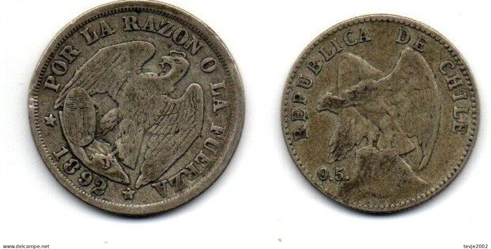 Chile - 5 Münzen - 1892 + 1907 - Gebraucht Used - Chili