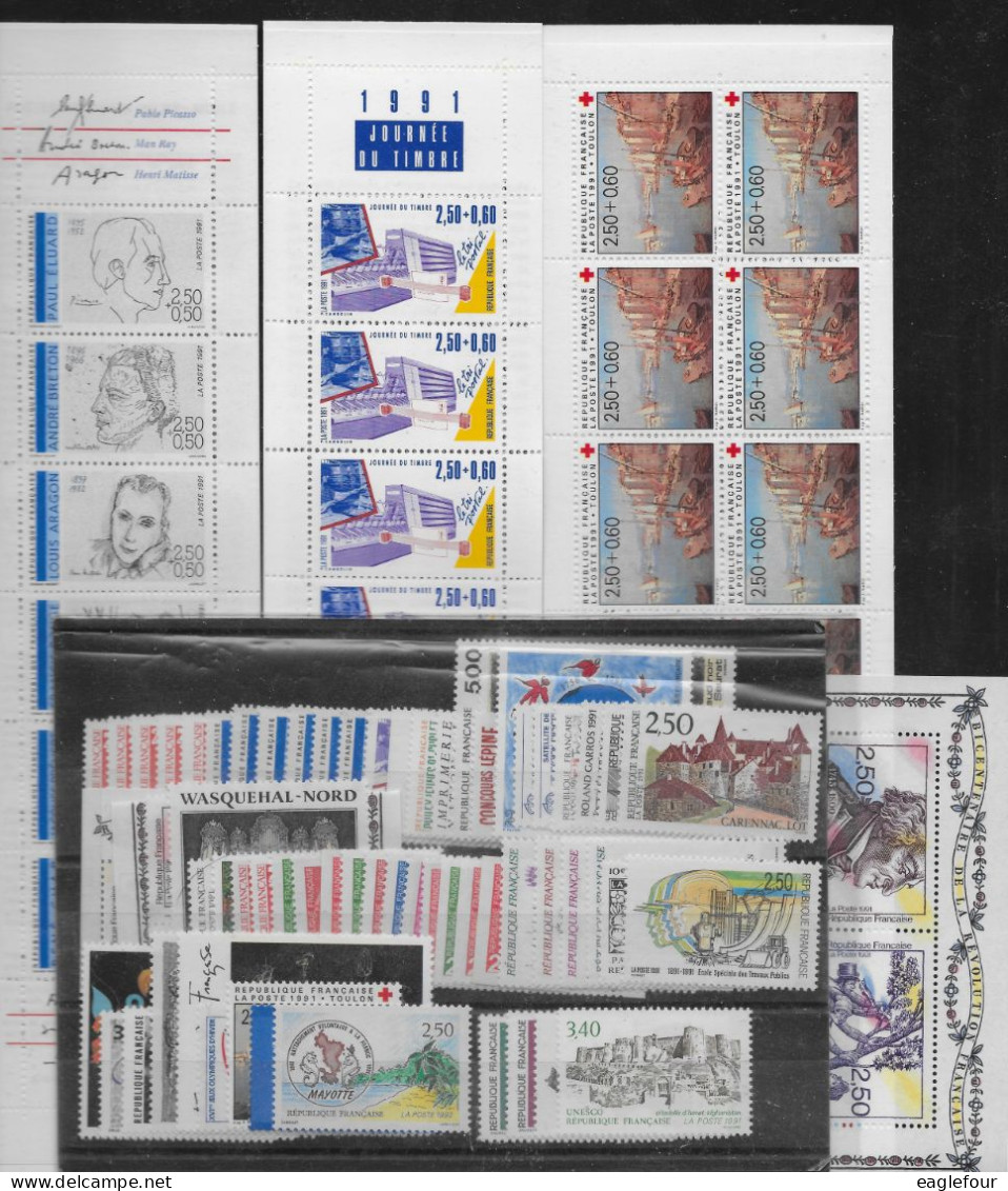 Année 1991 (59 Timbres + BF13 + BC2687 + BC2689A + 2733a + C2040 + Sce 106-109 ** TTBE - Cote Y&T 2024 De 135,40 € - 1990-1999