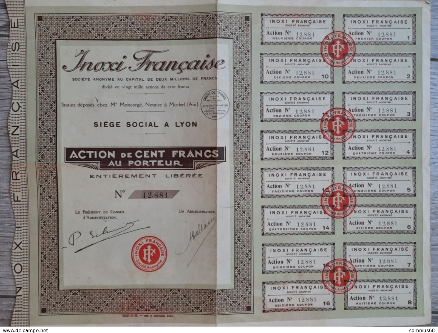 Action 100 Francs - Inoxi Française - G - I