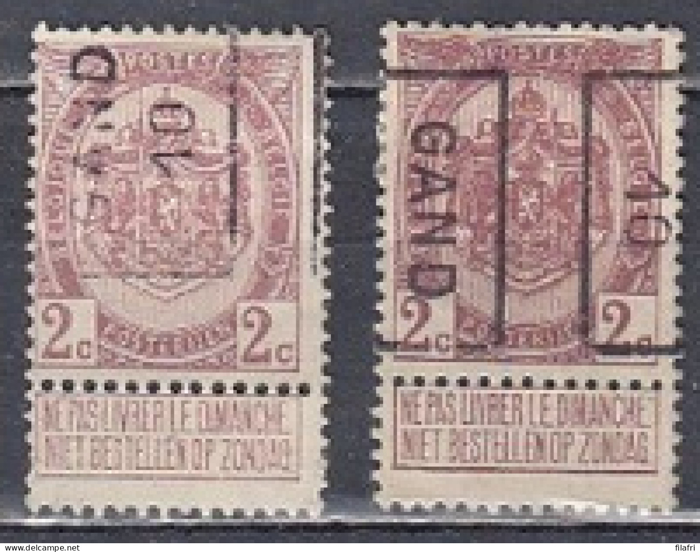 1527 Voorafstempeling Op Nr 82 - GAND 10 - Positie A & B - Roulettes 1910-19