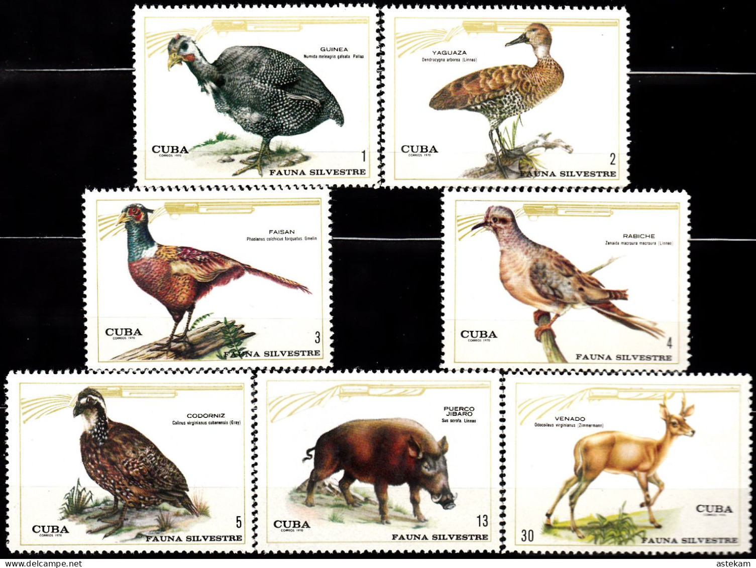 CUBA 1970, FAUNA, HINTING ANIMALS, COMPLETE, MNH SERIES In GOOD QUALITY, *** - Nuevos