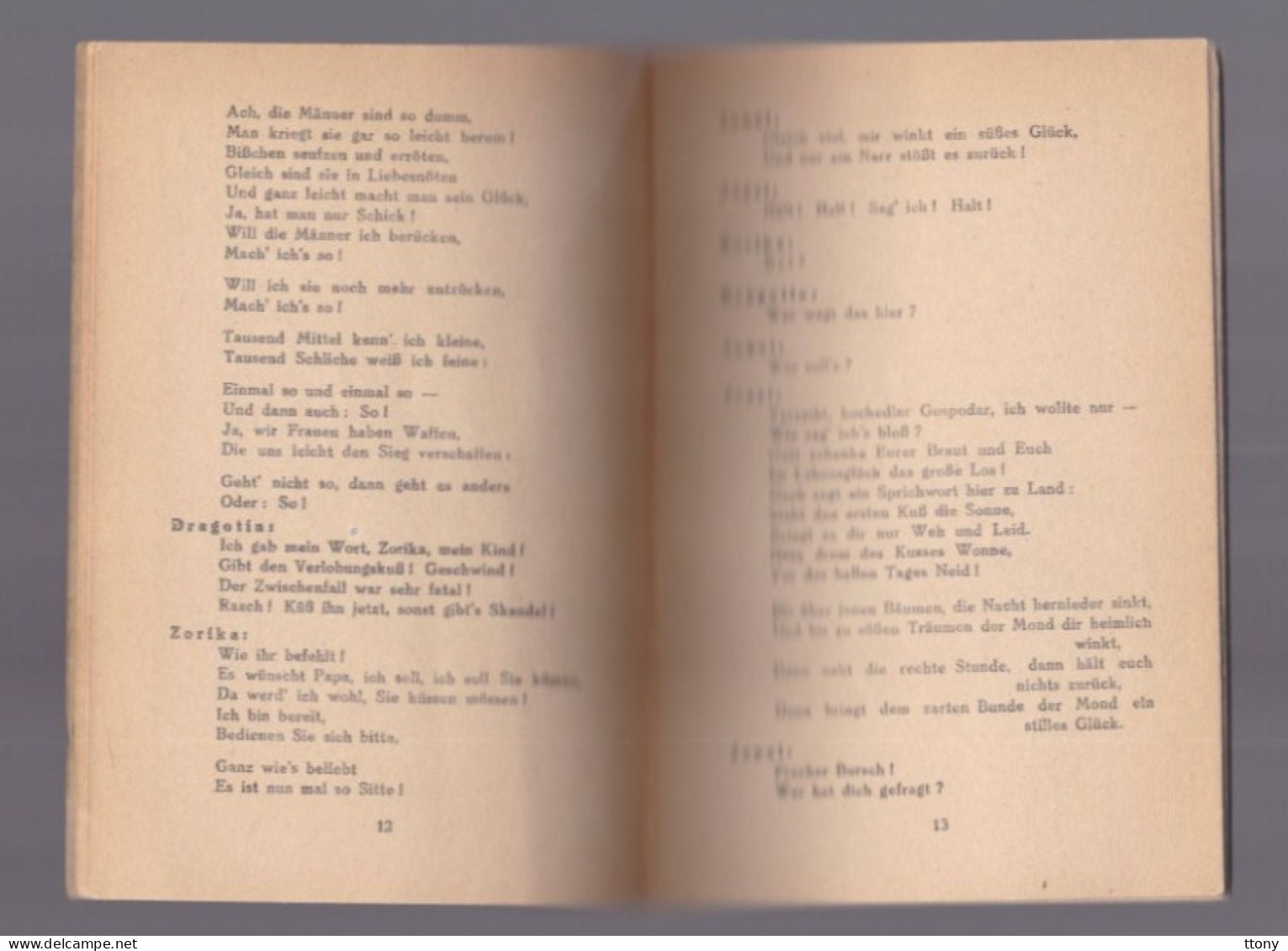 Un Livret Opérette  Musik Von Franz Lehár      Zigeunerliebe  Numérotation Page 43 ( Format  17 Cm X 11 Cm ) - Opern