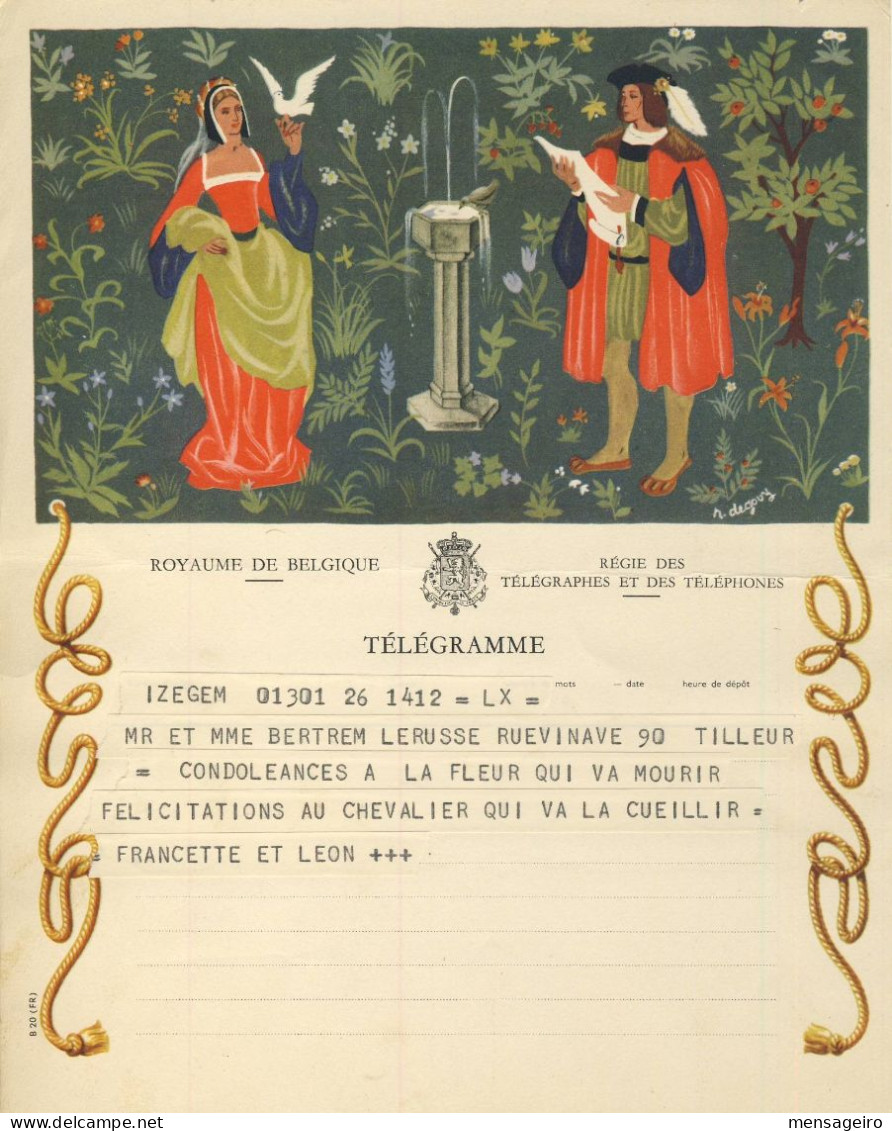 (C11) BELGIQUE TELEGRAMME ILLUSTRE B 20 (FR) - Telegrams