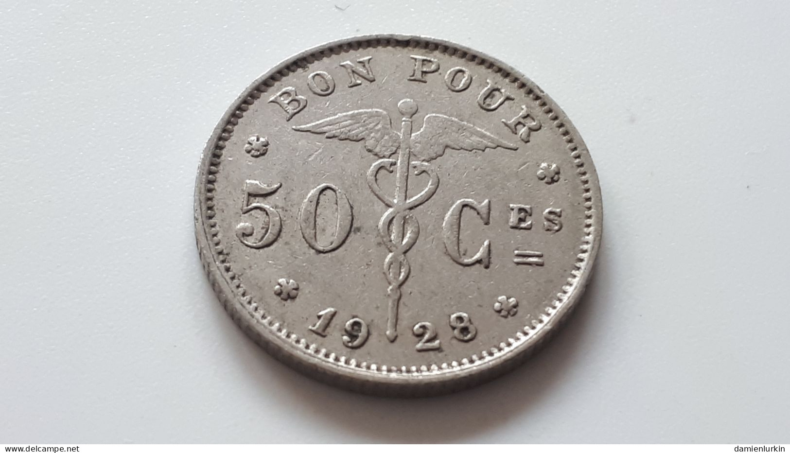 BELGIQUE ALBERT PREMIER BON POUR 50 CENTIMES 1928 FR COTES : 0,25€-0,75€-2,5€-15€ - 50 Cent