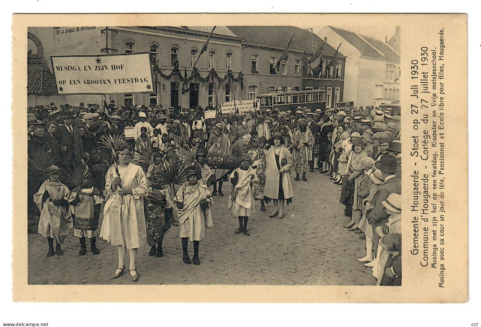 Hougaerde  Hoegaarden   Stoet Op 27 Juli 1930  Musinga Met Zijn Hof Op Een Feestdag Klooster En Vrije Meisjesschool - Hoegaarden