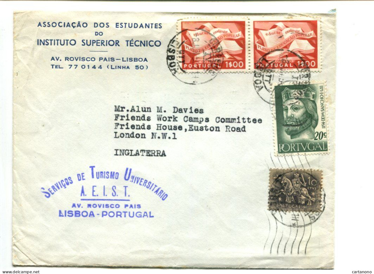 PORTUGAL - Affranchissement Sur Lettre Pour L'Angleterre - Education / Sancho I / - Cartas & Documentos