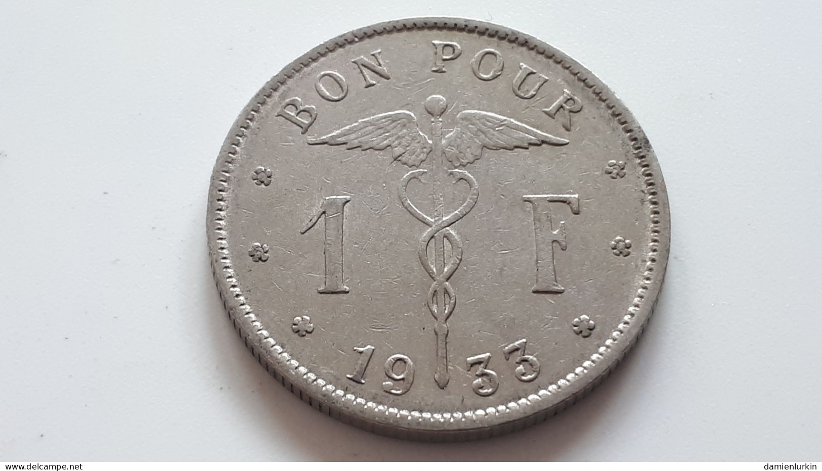 BELGIQUE ALBERT PREMIER TRES TRES BEAU BON POUR 1 FRANC 1933 ONLY 1.998.000 EX. COTES : 1.5€-5€-15€-30€ - 1 Franco