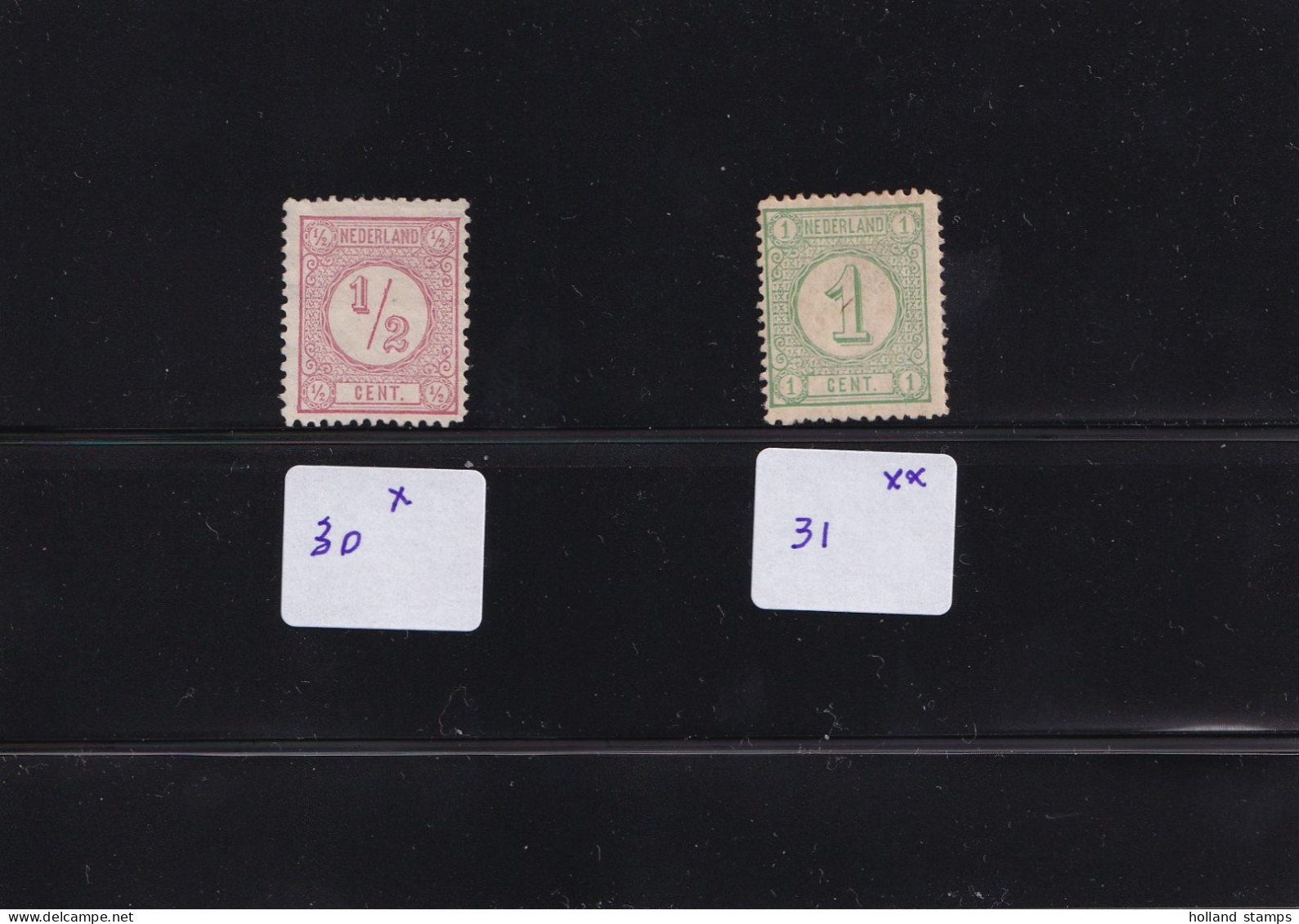 NEDERLAND * NVPH 30  Ongebruikt Zonder Gom + 31 Met Gom En Plakkerrest - Unused Stamps