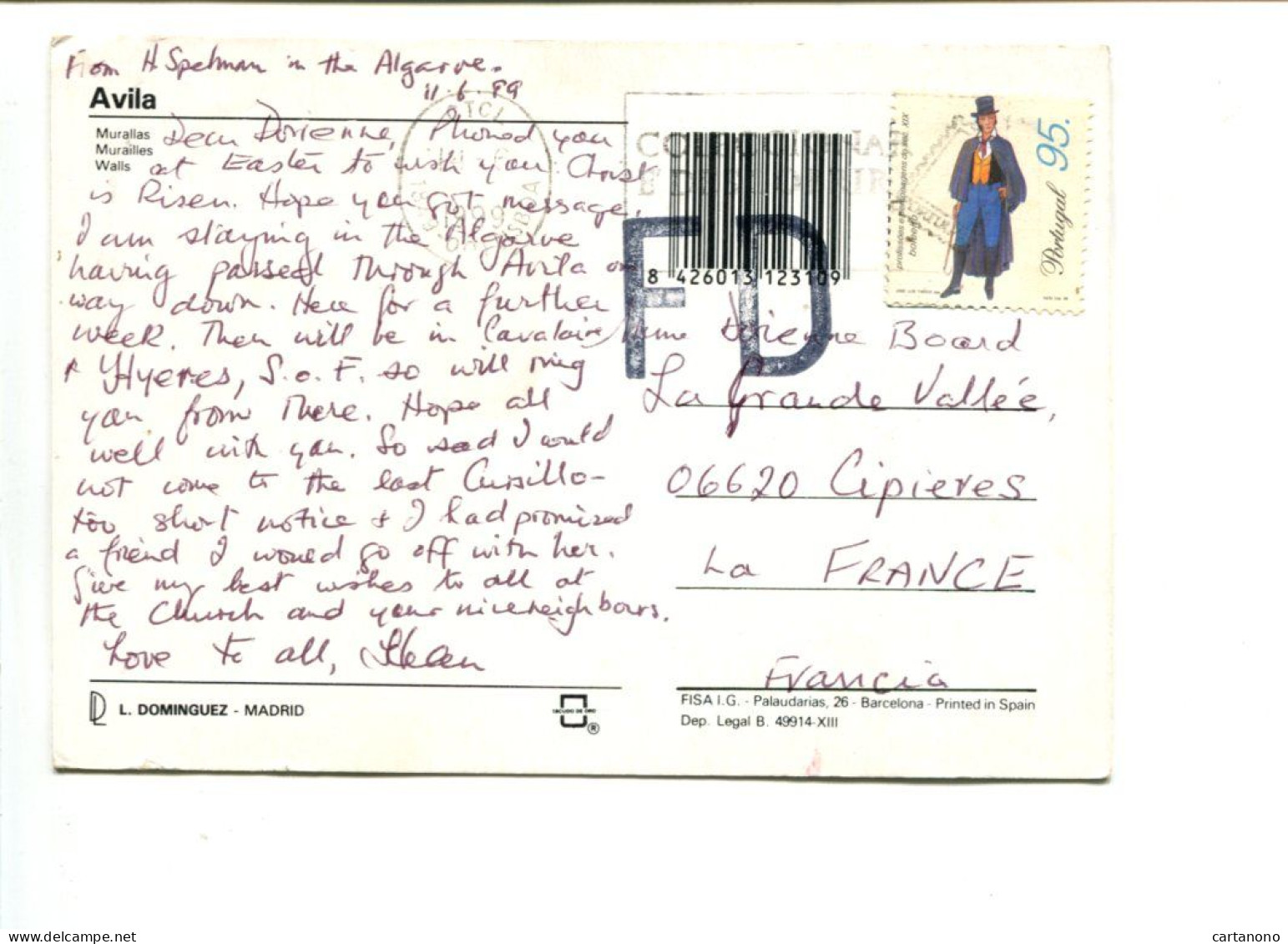 PORTUGAL - Affranchissement Sur Cp Pour La France + Cachet FD - Personnage Du XIXe Siècle - Storia Postale