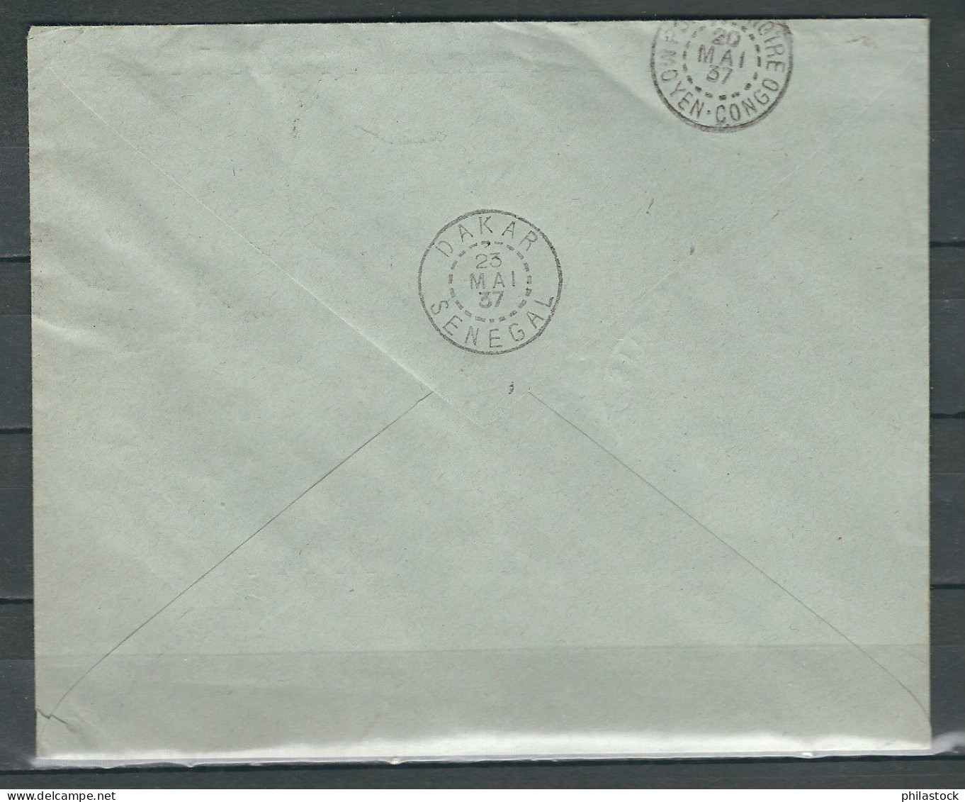 CONGO  17/07/1937 1° Liaison Aérienne Dakar / Pointe Noire Timbres Congo & Oubangui - Briefe U. Dokumente